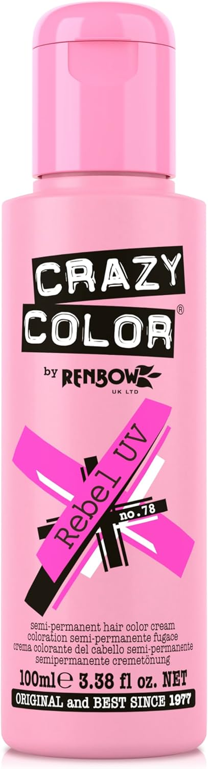 Crazy Color Semi Permanent Hair Colour, 078 Neon Rebel Uv, 100 Ml