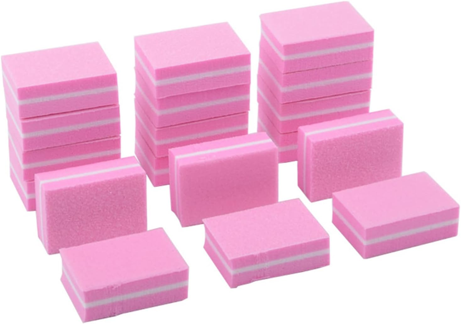 Luoshapucy Pack of 20 Buffer Sanding Blocks, Nail Buffer Blocks, Polishing Block, Double-Sided Sponge, Nail File, Manicure Tool for Sanding Acrylic Nails, Natural Gel for Gel Nails and Acrylic Nails (Pink) image number 3