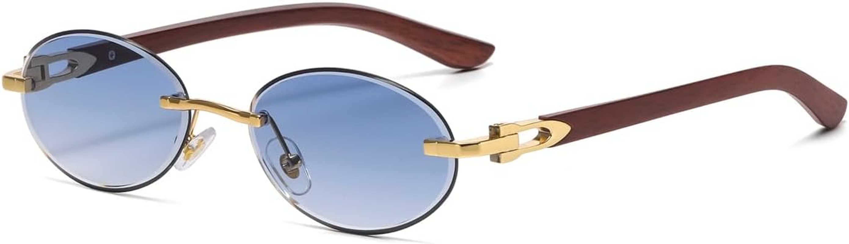 LIGOES Oval Sunglasses for Men Women Rimless Sunglasses Metal Glasses Fashion round Glasses