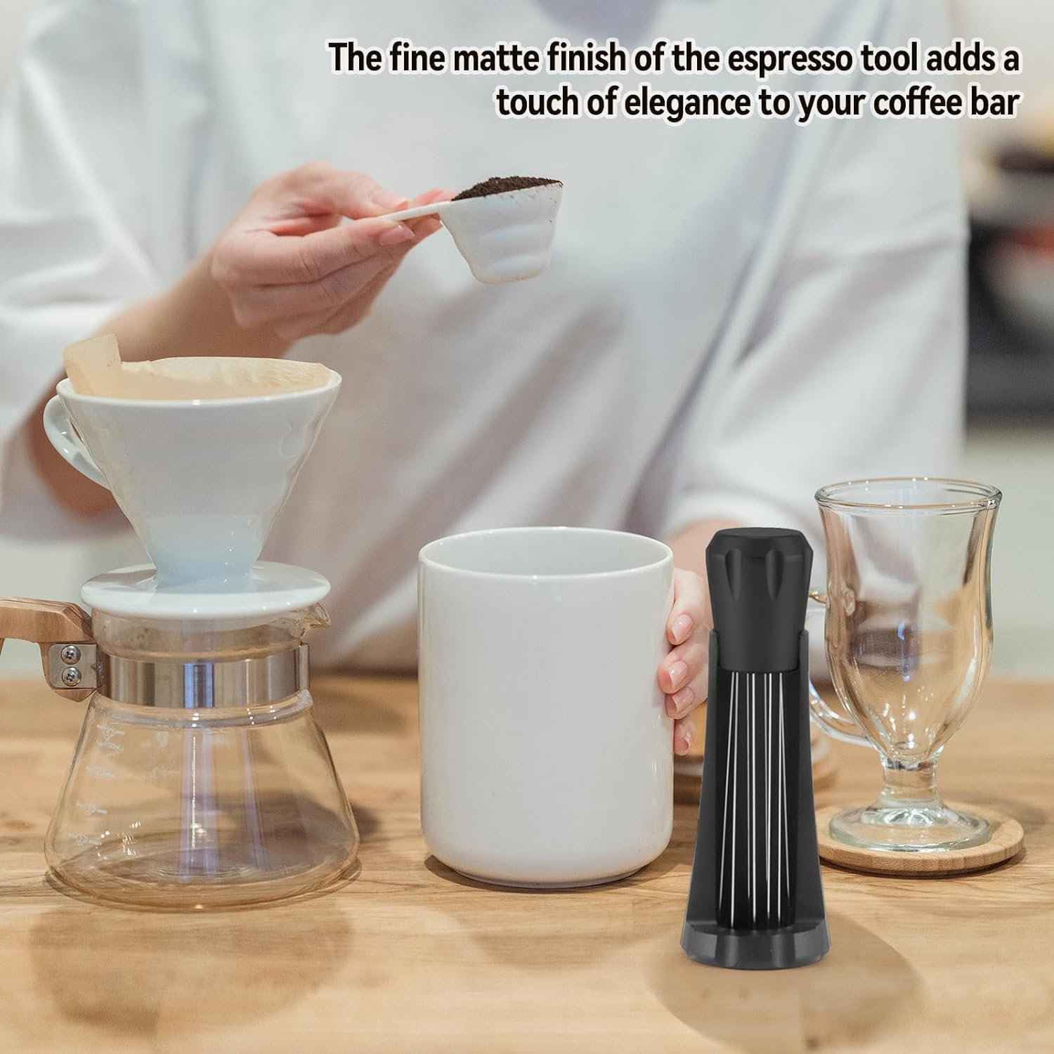 Stainless Steel Needles Barista Tool, 1Pc Stirring Tamper Distributor WDT Tool Espresso Needle Stirrer Stirring Tool with Stand 304 Stainless Steel 12 Needles 0.4Mm Coffee Tamper Distribution Tool