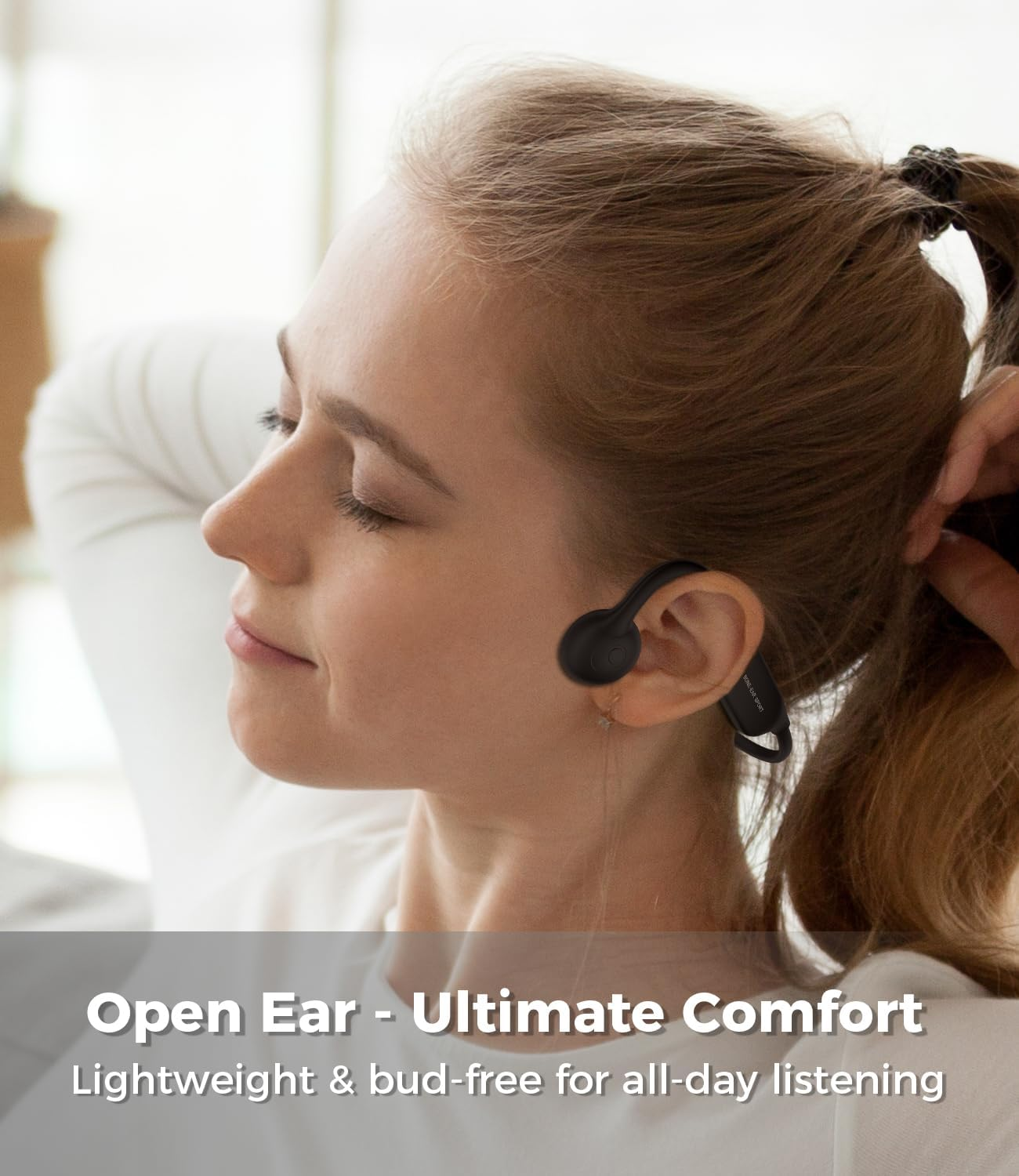 Bone Conduction Headphones Bluetooth, Wireless Running Headphones, Open-Ear Sports Headphones with Mic, Wireless Bluetooth 5.2 IP67 Sweat Resistant for Running, Bicycling, Driving, Workouts, Walking image number 5