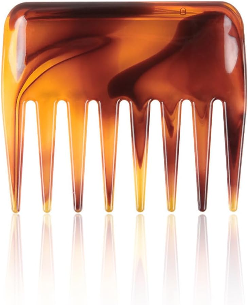 BIRLOZA Amber Wide Tooth Combs Bag Curling Comb Natural Curls Heat Resistant Comb Coarse Zinc Antistatic on the Go Highlight Comb for Women Men Hair Styling Curly Wet image number 2