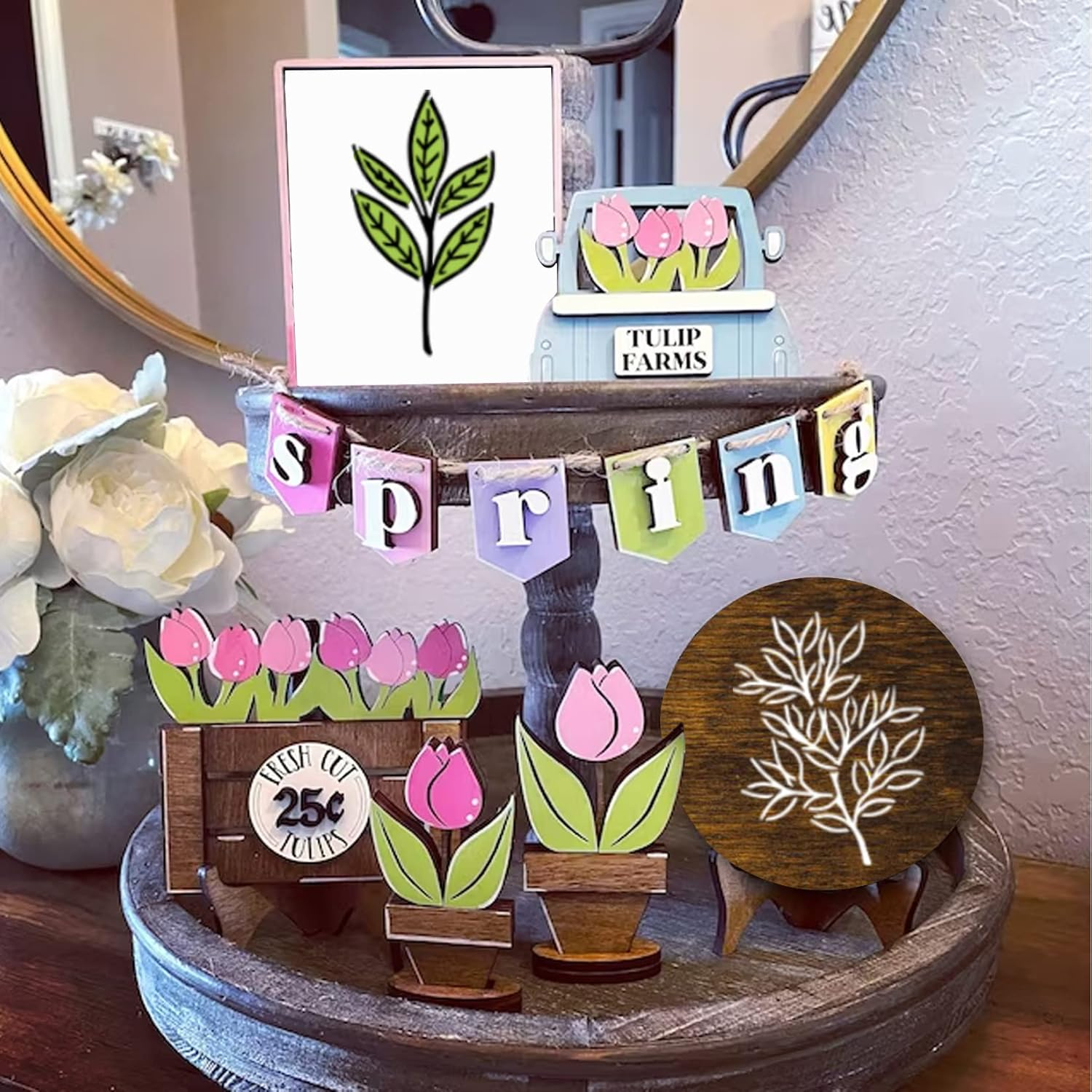 Leaf Stencils for Crafts Small Leaves and and Branches Paint Plant Stencil for Painting on Wood Wall Card Making, Tiny Nature Vine Herb Essential Art Stencils for Adults Kids (50 Leaves) image number 6