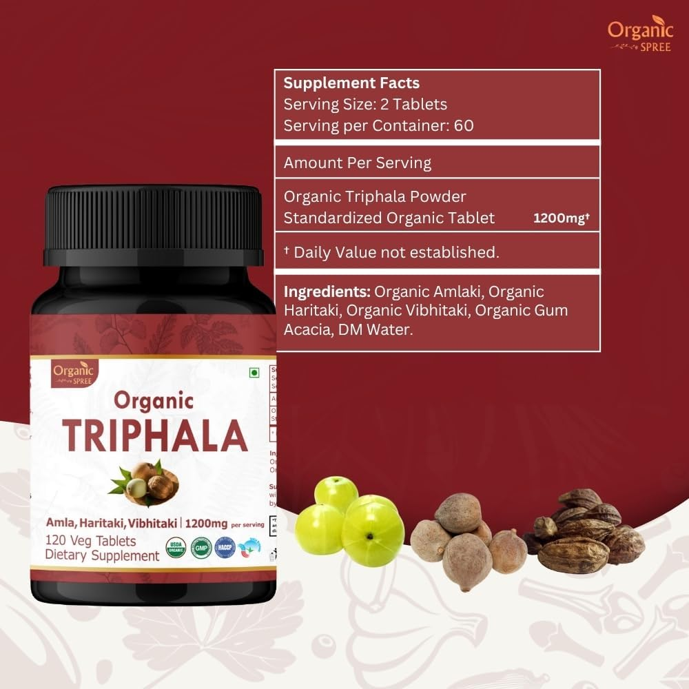 Triphala 120 Tablets | Amla, Haritaki & Bibhitaki | 1200Mg per Serving | Organic and Natural | USDA Certified 120Tab (1) image number 3