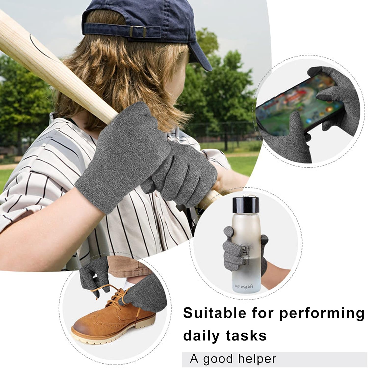 Mingzhe Full Compression Touch Screen Full Finger Glove Rheumatoid Arthritis Hand Support for Women Men Relief for Joint Wrist Thumb Pain image number 5