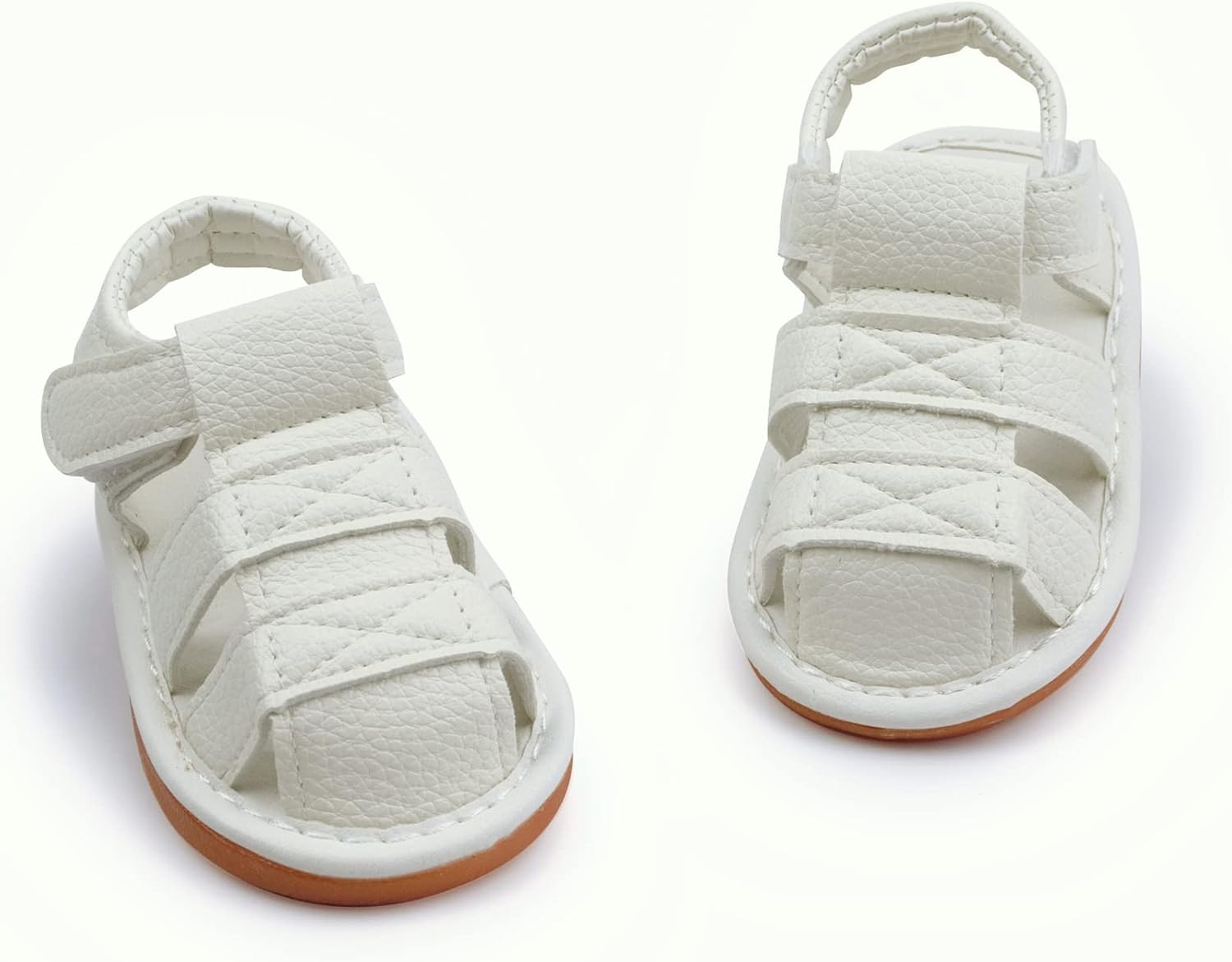 Myppgg Baby Boy Girl Summer Infant Squeaky Sandals Premium Rubber Sole Closed-Toe Non-Slip Shoes Toddler First Walkers White Size: 4 Toddler image number 3