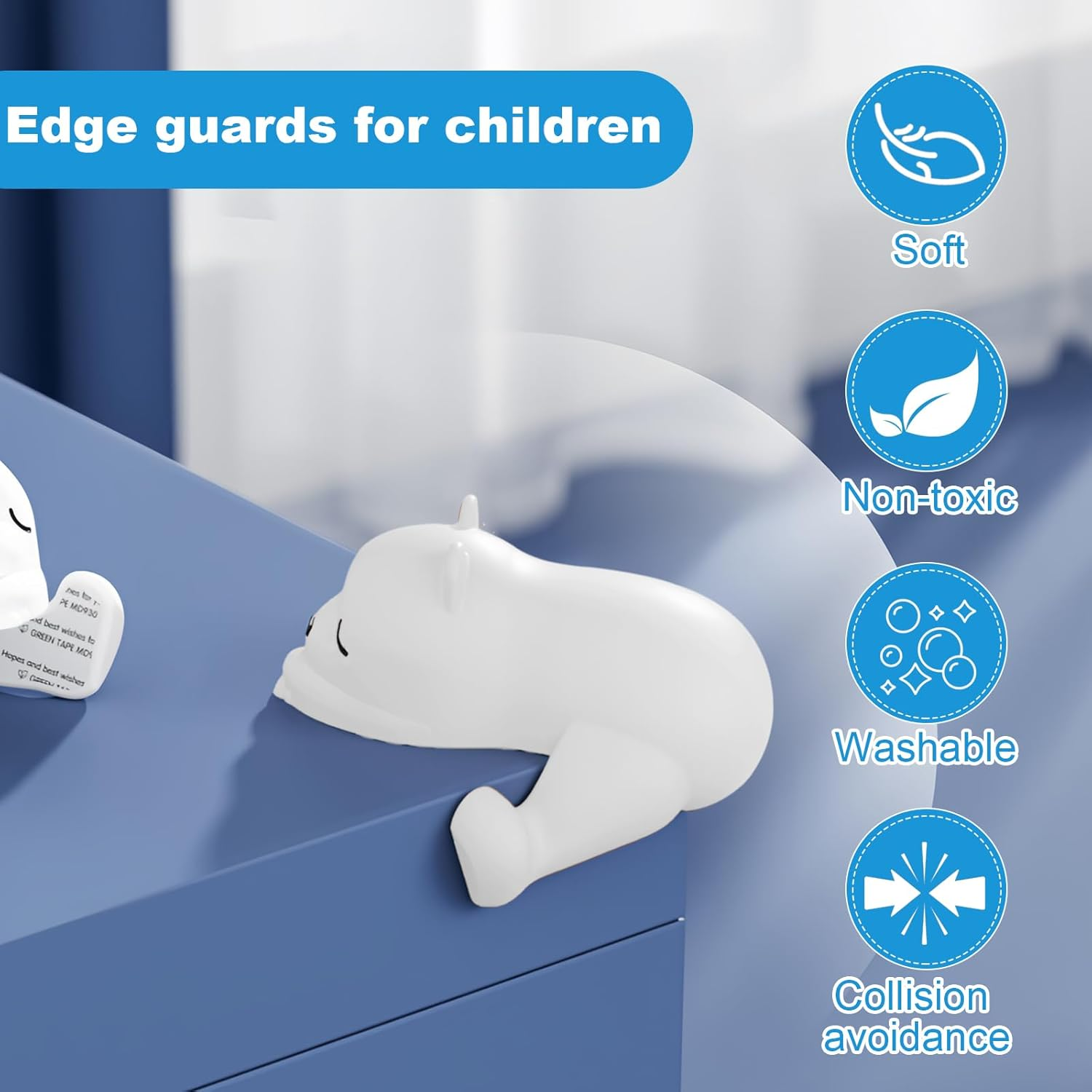 4Pcs Bear Animal Style Edge Table Corner Protector, Corner Cushion Protection, Table Desk Corner Guards, Cute Table Safety Edge Guards, Soft Corner Guards for against Sharp Corners (Pink and White) - Pink And White image number 1