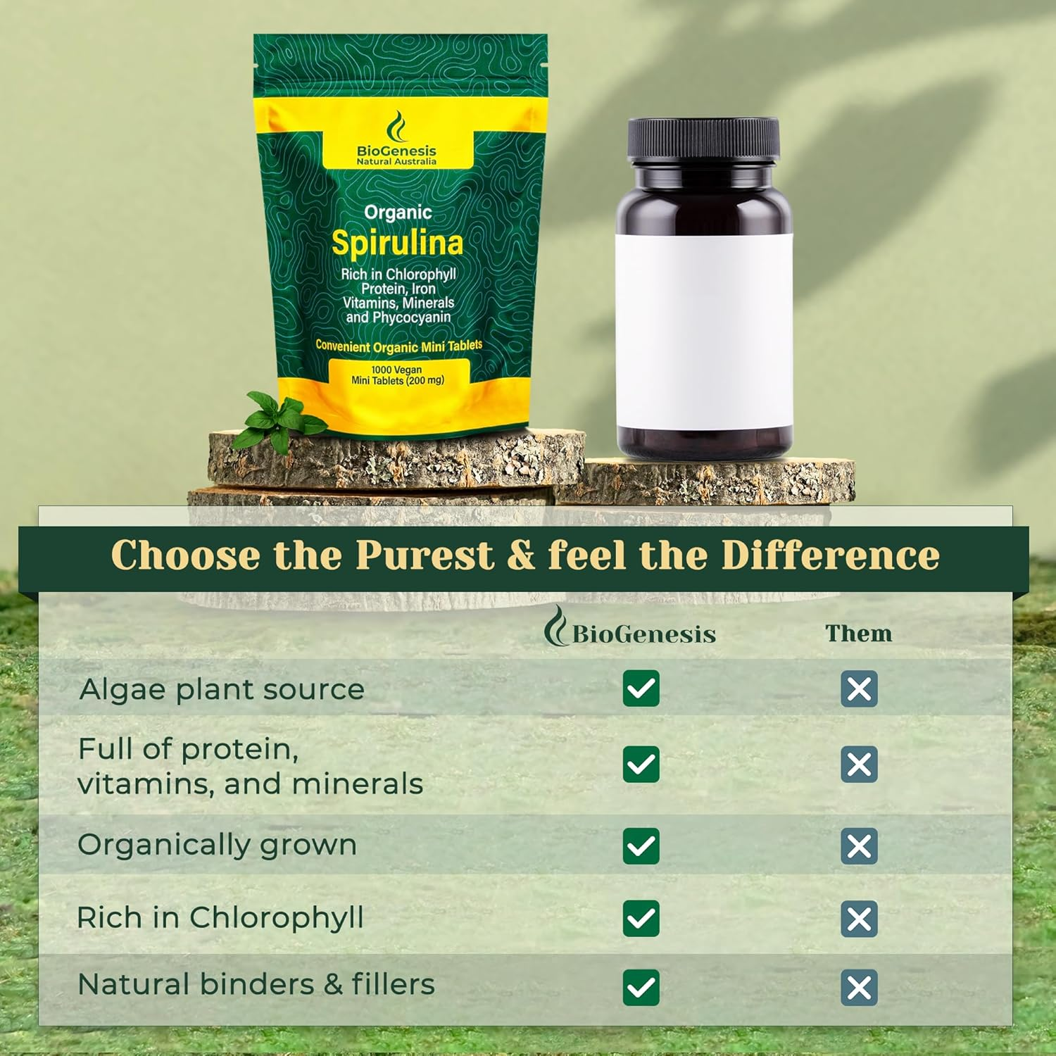 Biogenesis Organic Spirulina Mini Tablets Australia | Vegan Mini Tablets (200 Mg) (1000 Count) image number 1