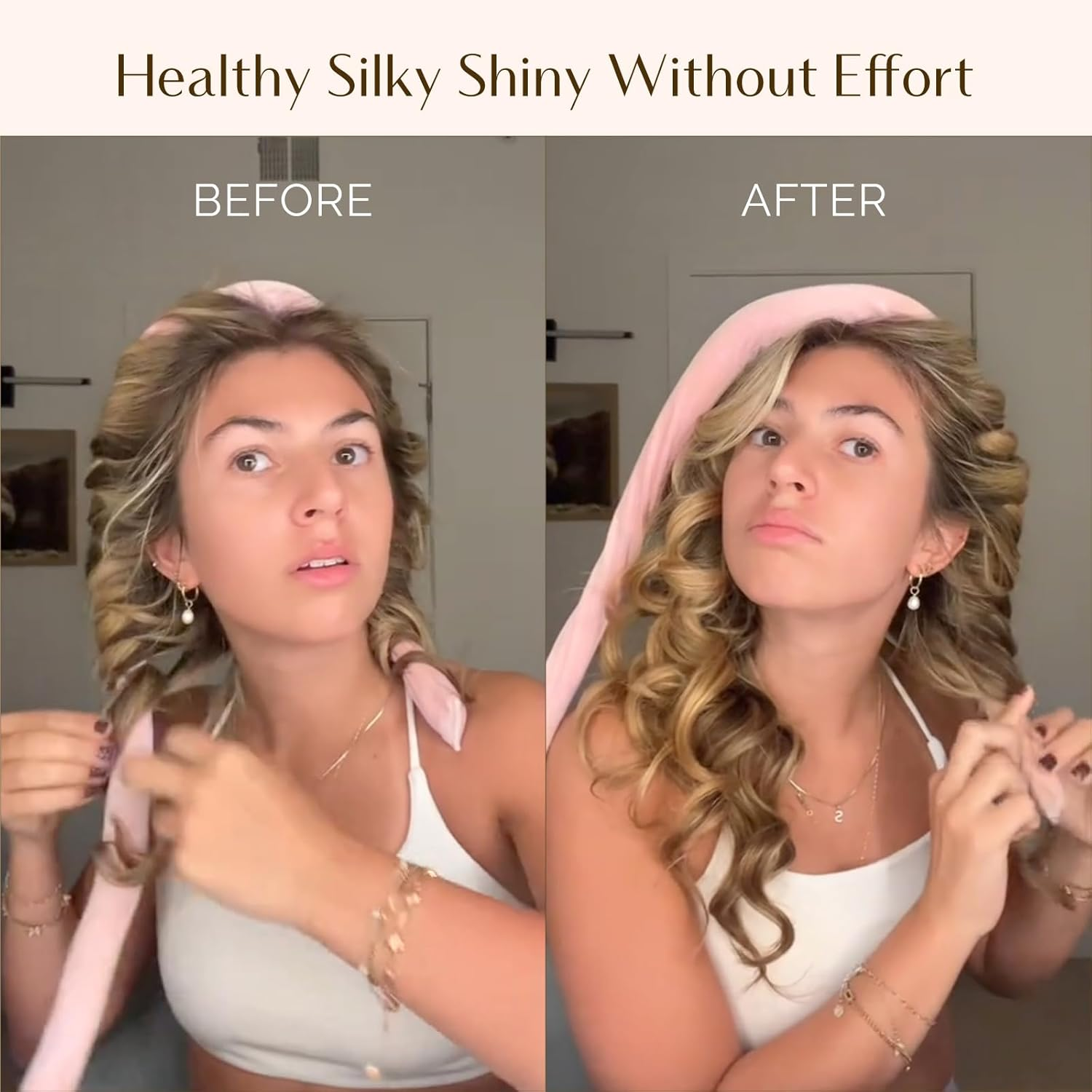 Yanibest Heatless Hair Curler to Sleep In, Overnight Curl Headband for Natural Wavy Curls, No Heat Soft Hair Curler Set with Hair Clip Scrunchies for Styling，No Slip Heatless Curls image number 5