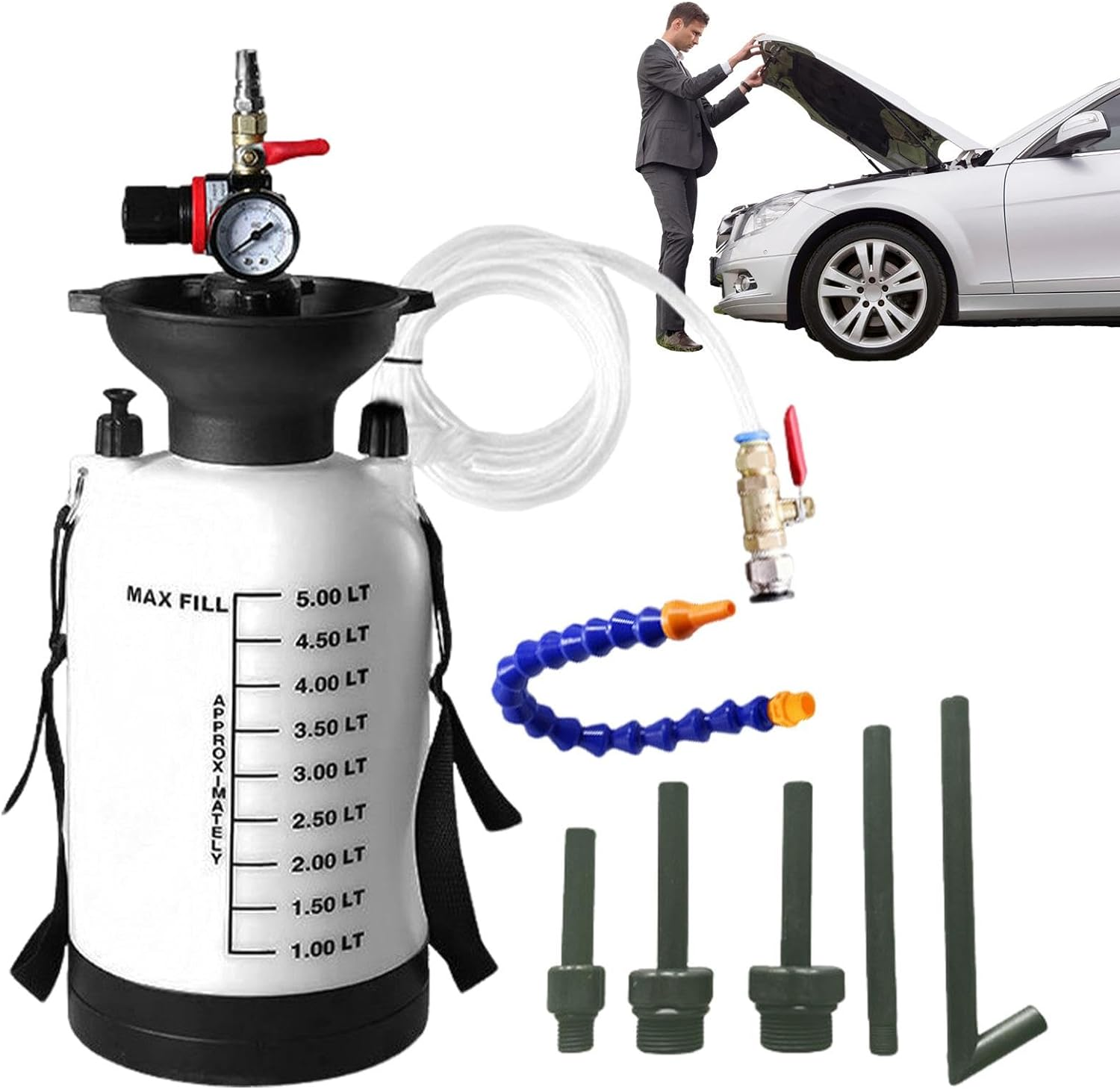 Transmission Fluid Pump,5L Portable Transmission Fluid Pump Kit | Oil Pump Extractor with Adapters, Gearbox Oil Transfer System for Automotives image number 5