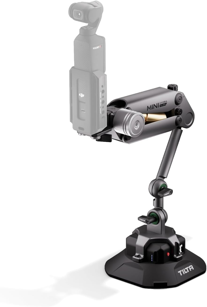 Tilta Hydra Alien Mini Electronic Suction Cup Kit - Titanium Gray | Compatible with DJI Pocket 3, and Other Action Cams/Smartphones | Hydraulic Damping | Adjustable Arm image number 3
