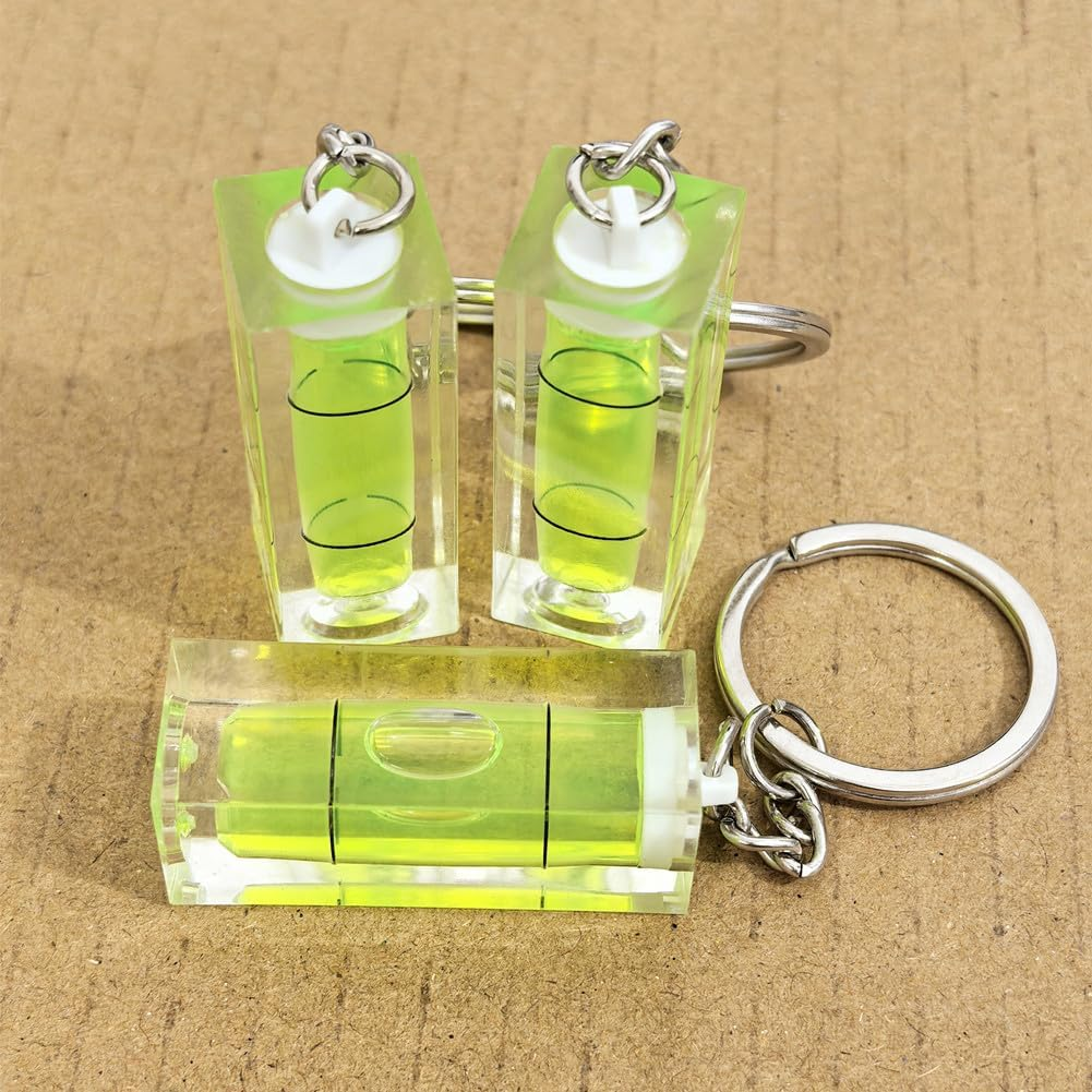 2Pcs/Set Mini Bubble Level Acrylic Green Spirit Levels Key Ring Style 15X15X40Mm Key Chain Pocket Tool Accessories Gadget Measuring Instruments Small Levels Layout Tools image number 1