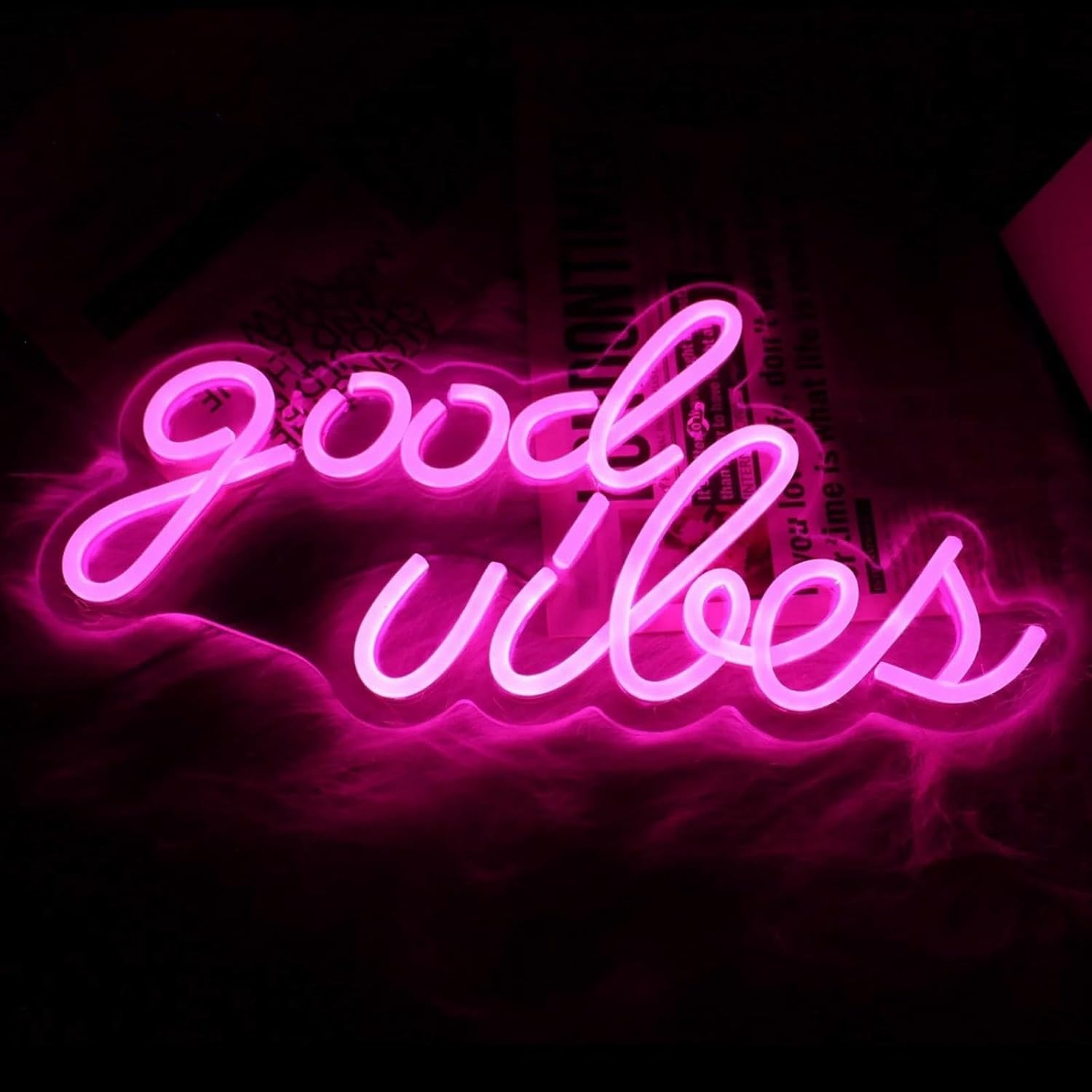Good Vibes Neon LED Sign, LED Lettering Wall Personalised, Neon Light 3D Wall Decoration, USB Neon Lights Decoration, USB Neon Lights Decoration Sign Bedroom Wedding Bar, Wall Decoration image number 3