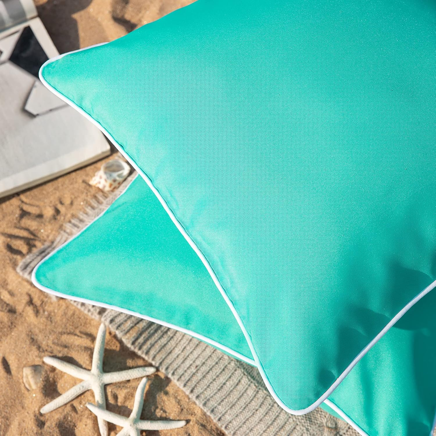 Phantoscope Pack of 2 Outdoor Water Resistant Throw Pillow Case Cushion Cover Turquoise 18 X 18 Inches 45 X 45 Cm image number 4