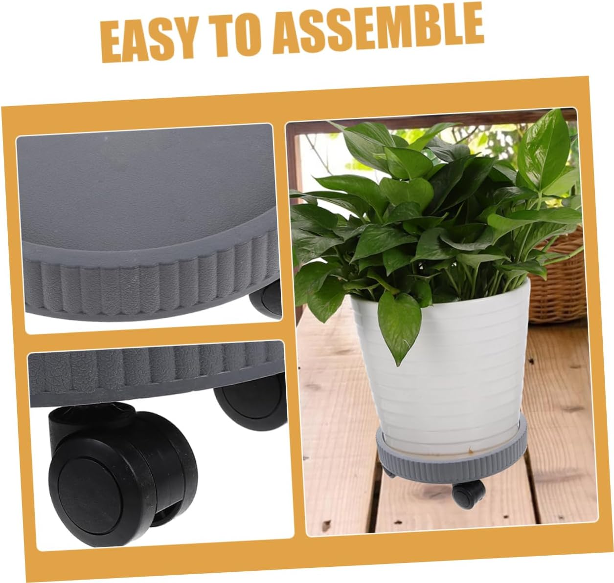 SUPVOX 2Pcs Thickened Mobile Roller Pallet Plastic Gardening Pot Tray Flowerpot Holder Wheels for Indoor Plants Plant Stand