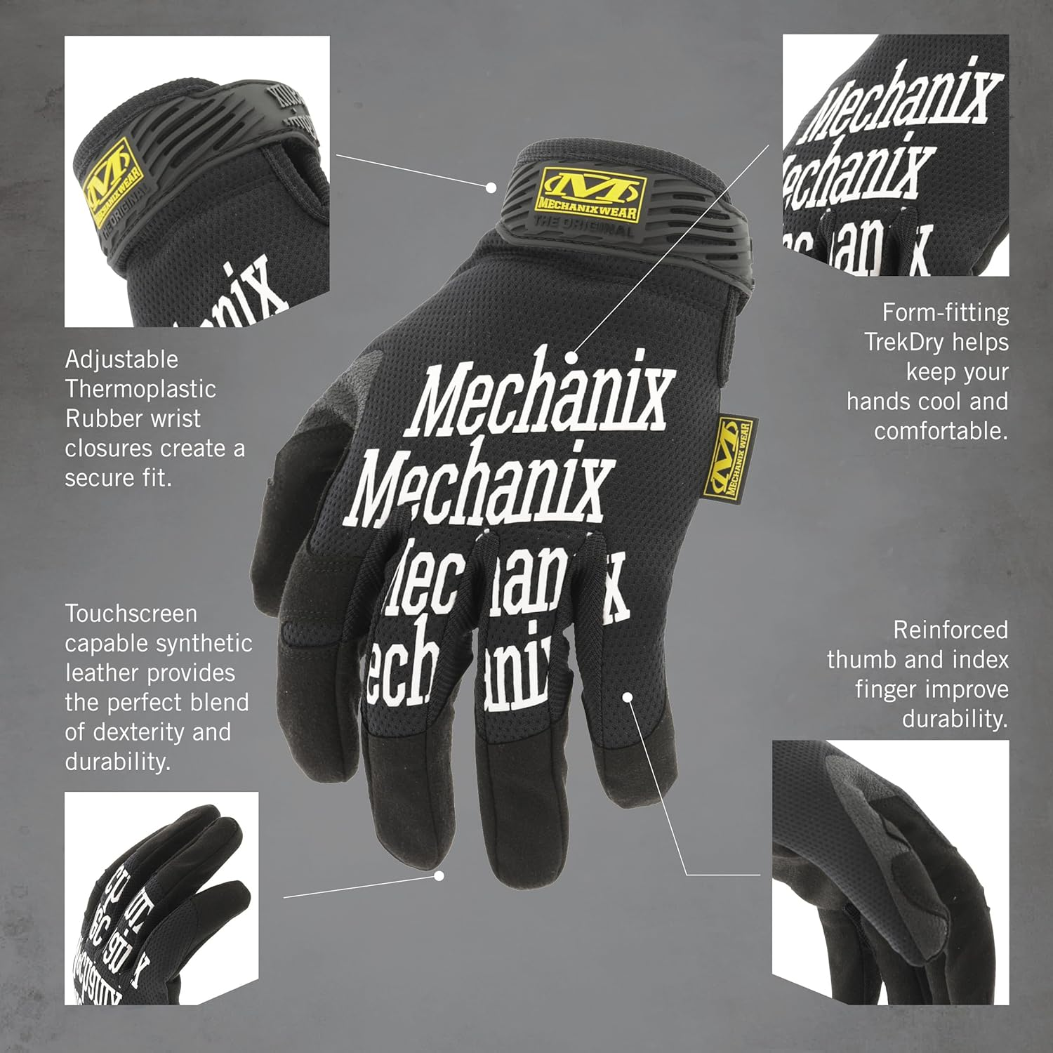 Mechanix Wear: the Original Work Glove with Secure Fit, Synthetic Leather Performance Gloves for Multi-Purpose Use, Durable image number 3