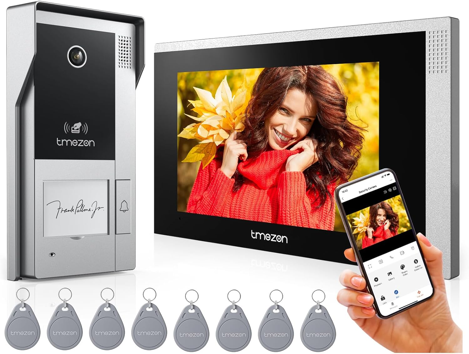 TMEZON 4 Wire Wifi Video Intercom System Doorbell with Camera and 7 Inch Monitor IP 1080P Wired Video Door Phone No Monthly Fees,Support Remote Unlock,Snapshot,Tuya,Need Cable image number 3