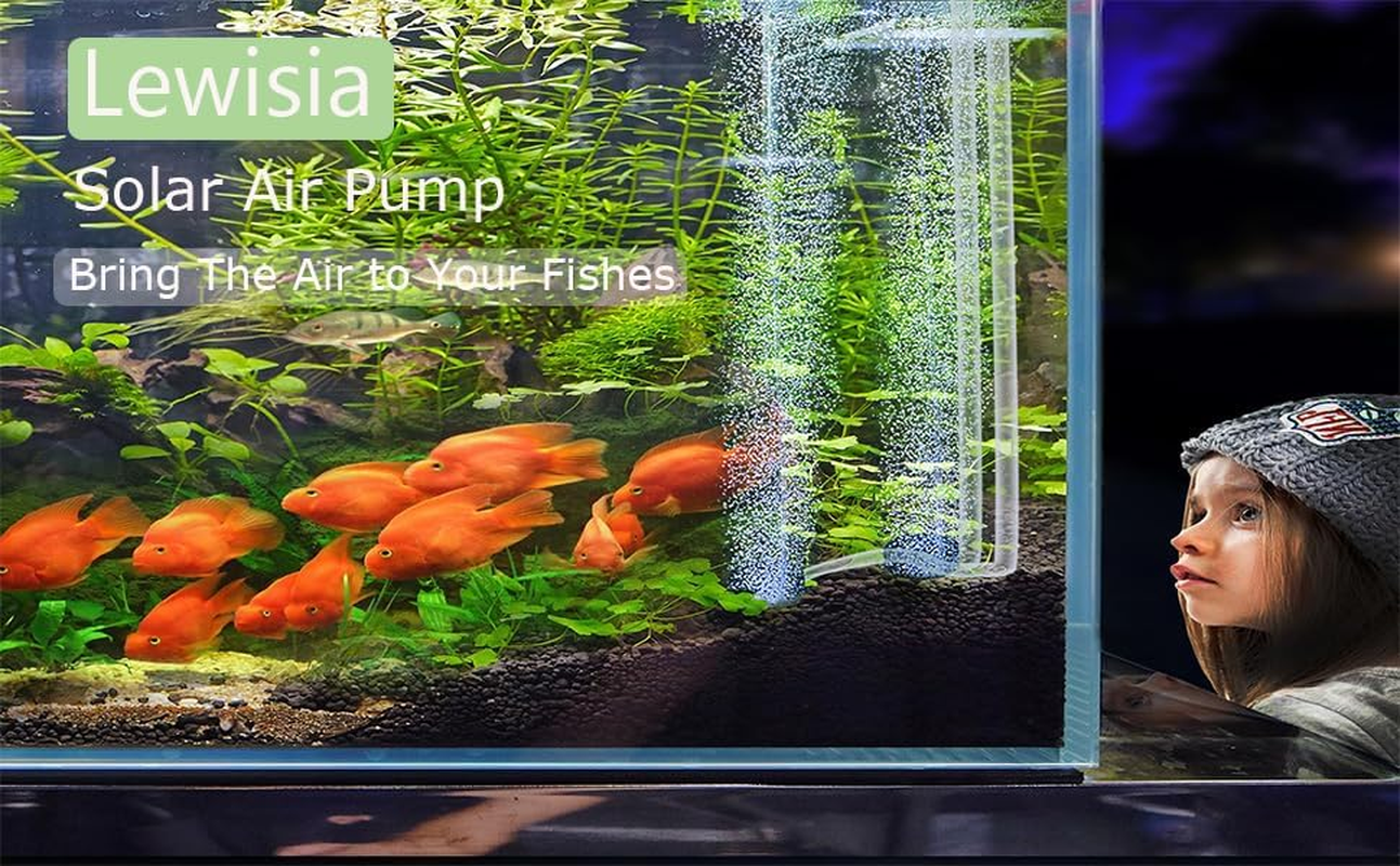 Lewisia 8W Solar Air Pump Kit with Air Hose and Bubble Stones 3 Working Modes Pond Aerator Bubble Oxygenator