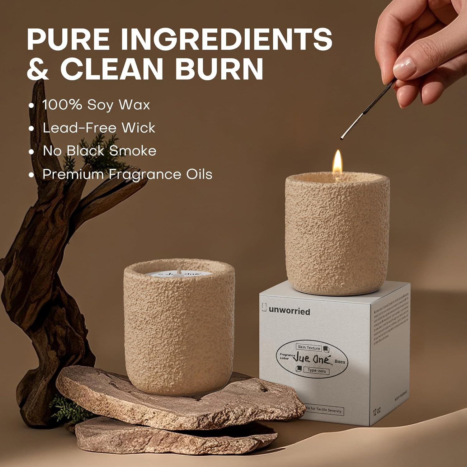 Jueone Scented Candles for Home, Natural Soy Wax Candle Gift, Non-Toxic Cement Jar Candles, Luxury Aromatherapy for Stress Relief, Highly Scented, Housewarming Gifts, Home Fragrance image number 1