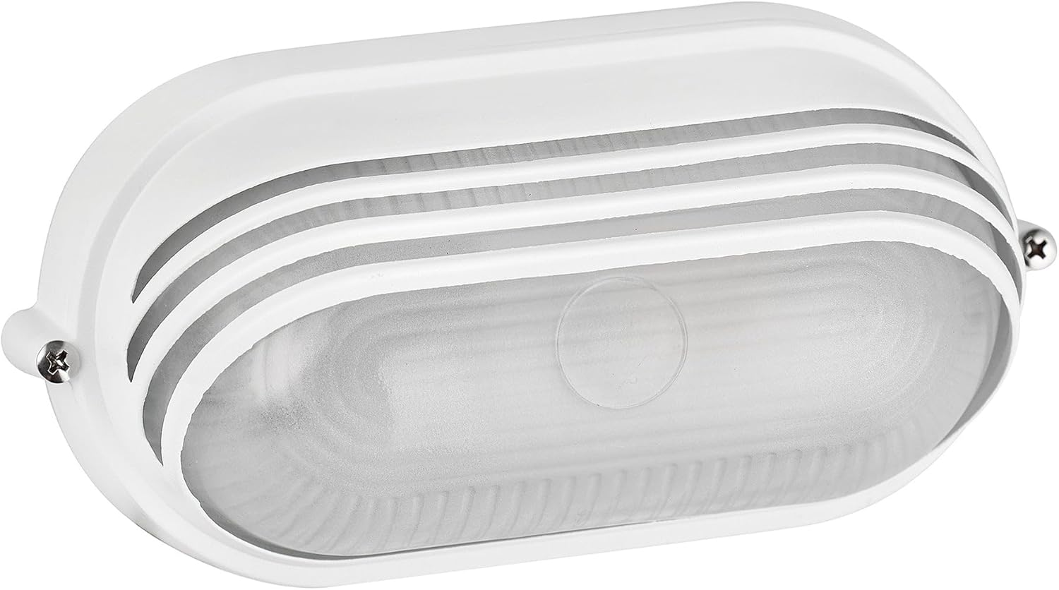 Lexi Lighting Virell Oval Louvered Outdoor Bunker, Retro Moisture E27 Outdoor Wall Lamp, IP54 Waterproof Explosion-Proof Glass Lampshade Ceiling Lamp Garden Balcony Porch Wall Lighting - White