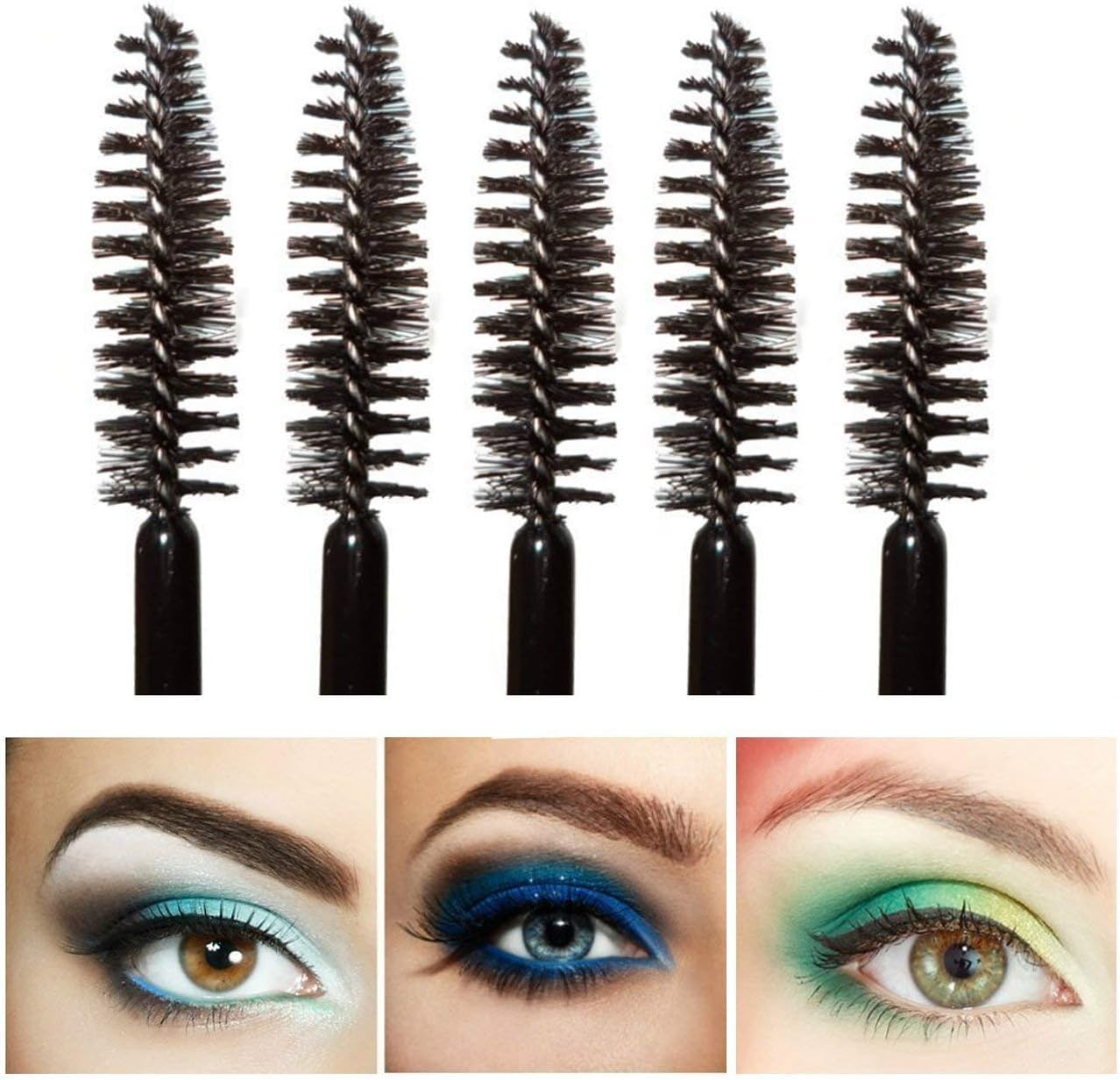 Mumoo Bear 100 Pcs Disposable Eyelash Mascara Brushes for Eye Lashes Extension Eyebrow and Makeup (Black) (Pack of 2) image number 6