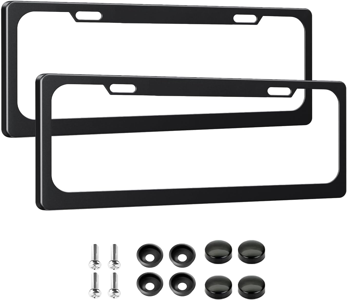 2 Pack Matte Aluminum Alloy Australian Standard 6 Figure Number License Plate Frames,Unbreakable Car License Plate Cover Protector with Screws & Screws Caps Fits Any AU 6 Figure Number Plates (Black) image number 4
