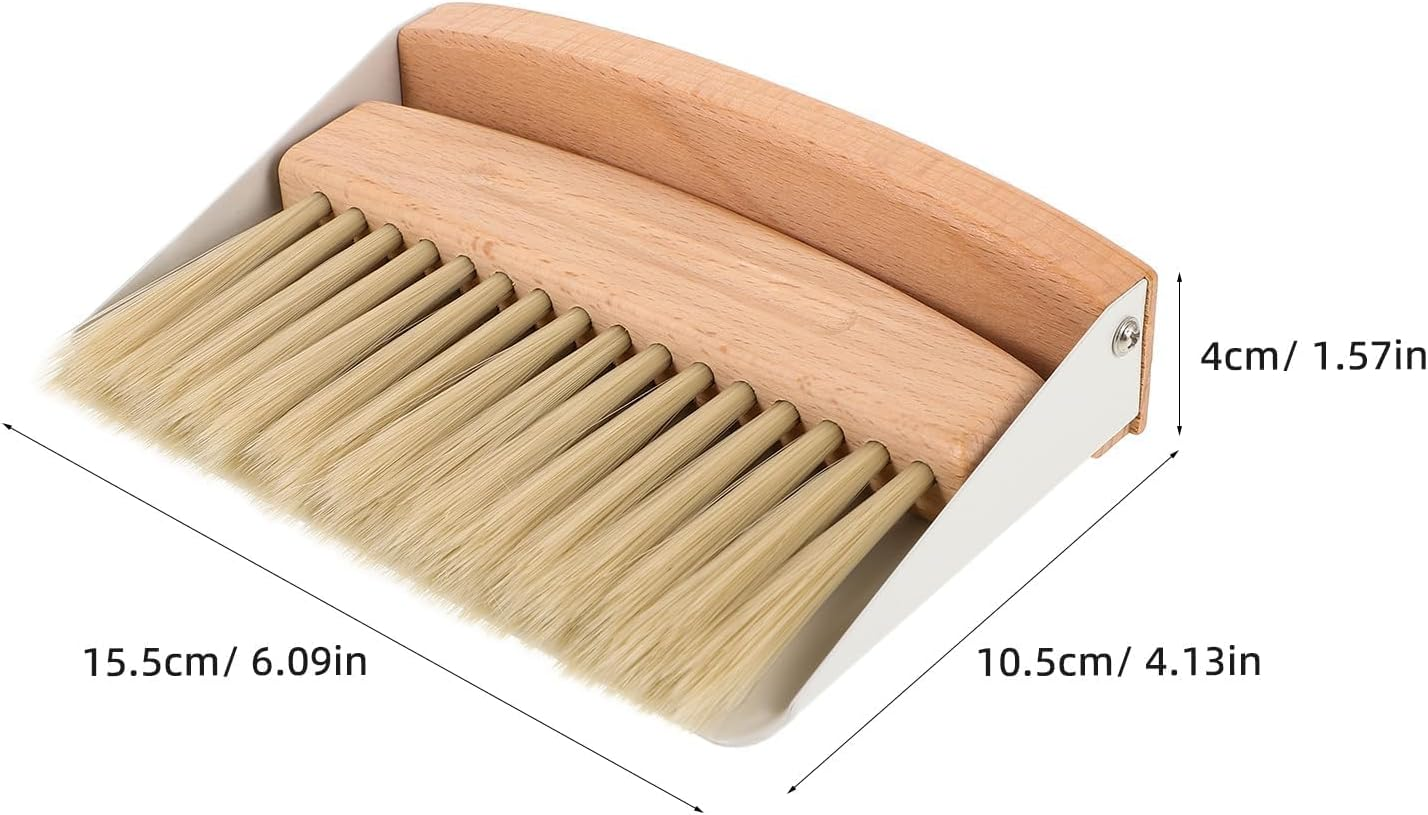 2Pcs Mini Dustpan and Brush, Wood Hand Broom Dustpan Set for Table Desk Countertop Dog or Pets Nest Cage Cleaning image number 2