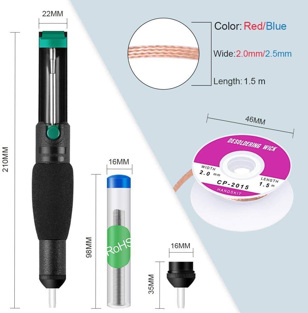 CEST LAVIE 5-In-1 Soldering Vacuum Pump & Desoldering Tool Kit, Solder Sucker & 2Pcs Solder Wick, Desoldering Assist Tool for Electronics Repair, Laboratory & Home Use image number 3