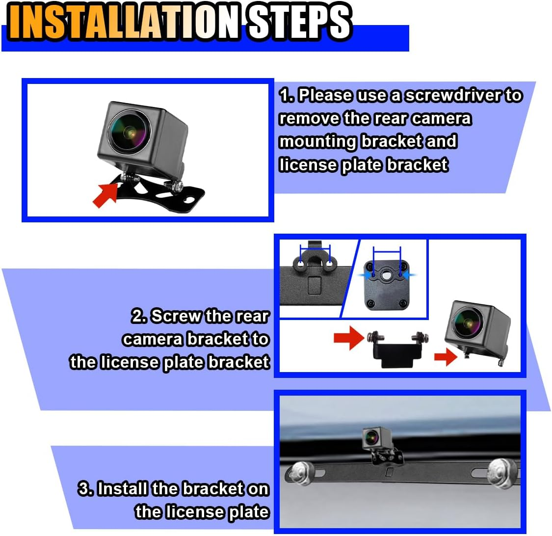 Reverse Rear Camera License Plate Bracket, Universal Dash Cam Mirror Camera Kit Accessories, Compatible with Rear Cameras, Mounting Type: Bracket Mount, Compatible Vehicle Type: Automobile image number 3