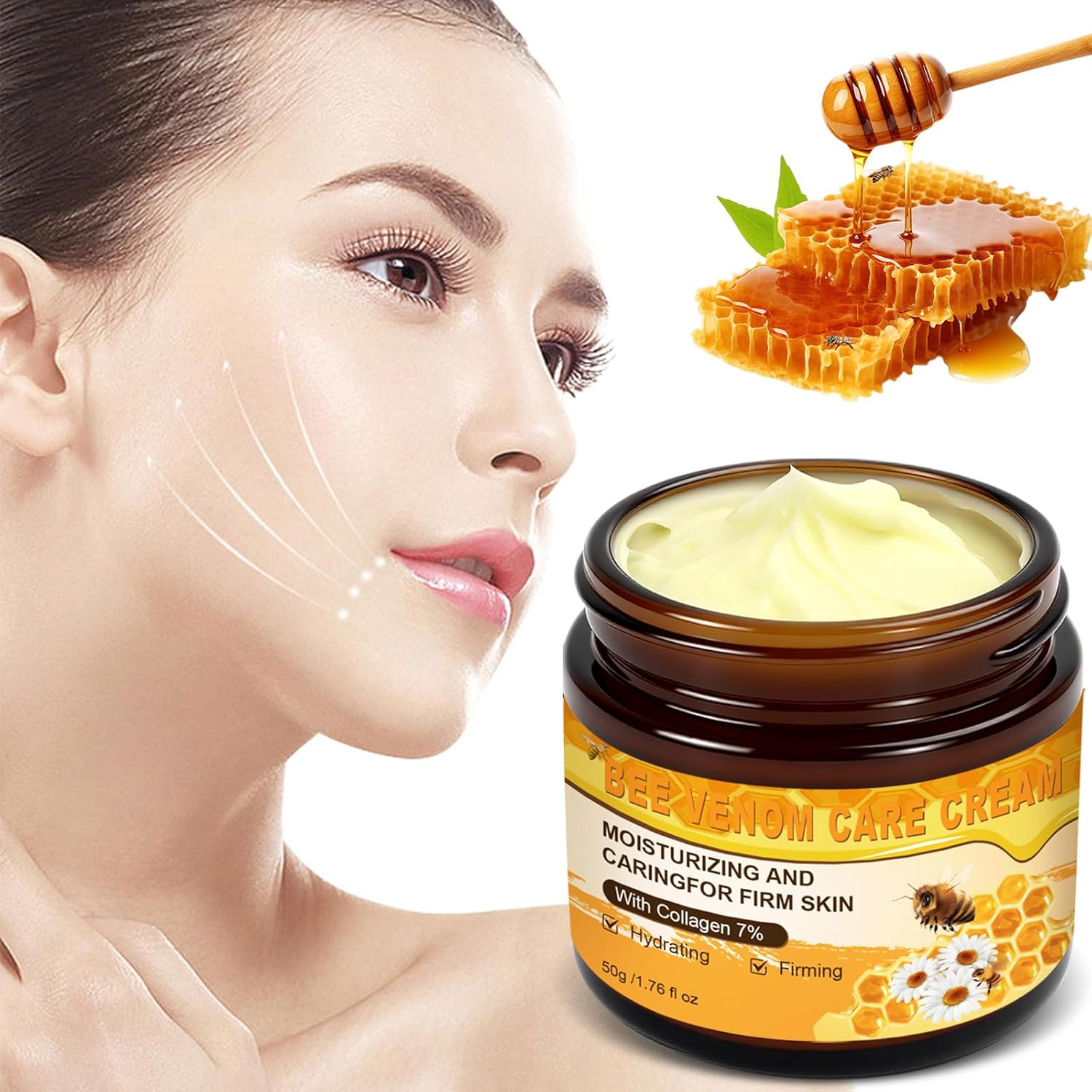 Bee Venom Skin Cream - Anti-Wrinkle, Firming & Moisturizing Treatment, Suitable for All Skin Types, Daily Skin Restoration image number 5