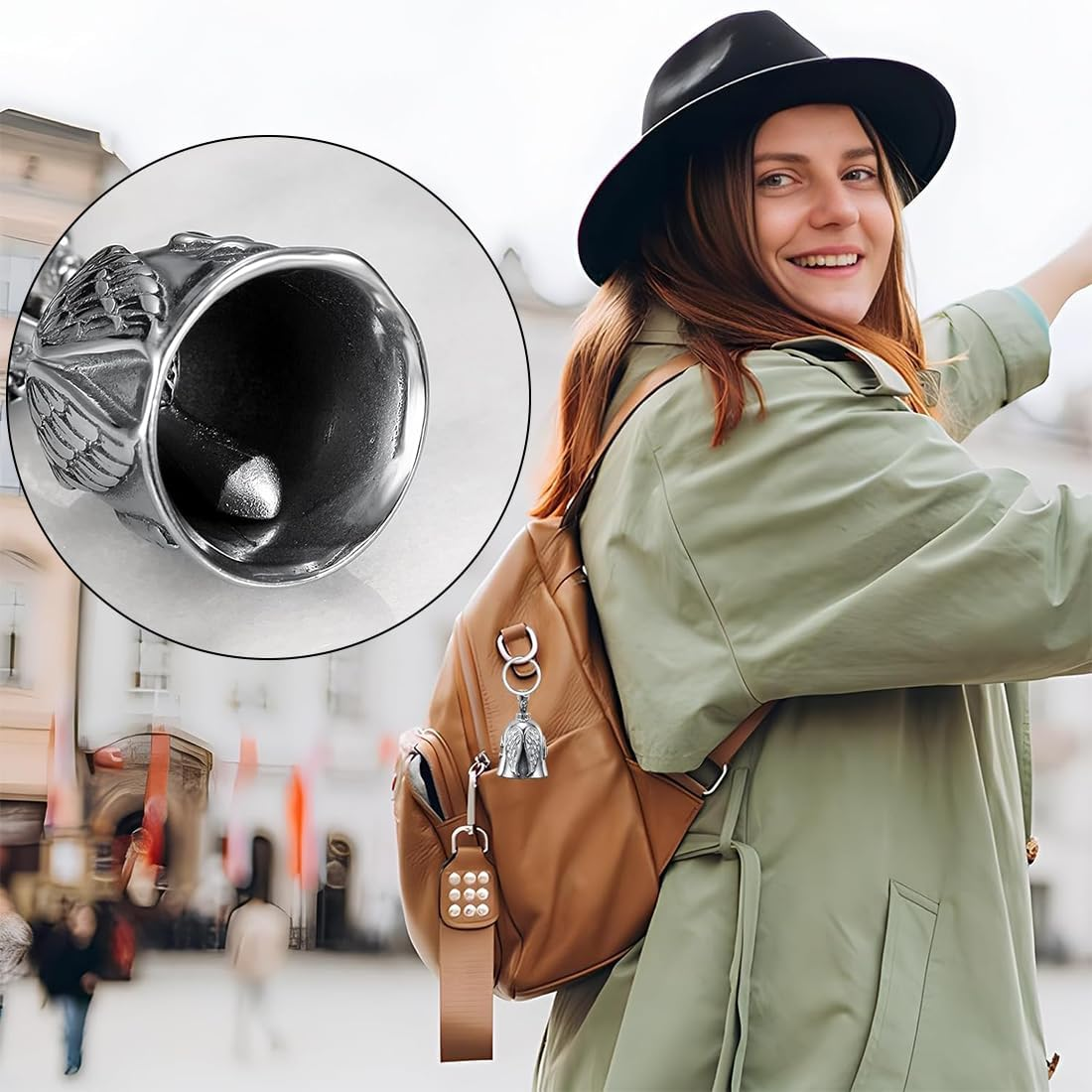 Guardian Bell Biker Bell, Guardian Bell Motorcycle Bell, Stainless Steel Motorcycle Bell Lucky Charm, Motorcycle Bell Hanger Chrome for Blessing the Peace, Lucky Charm