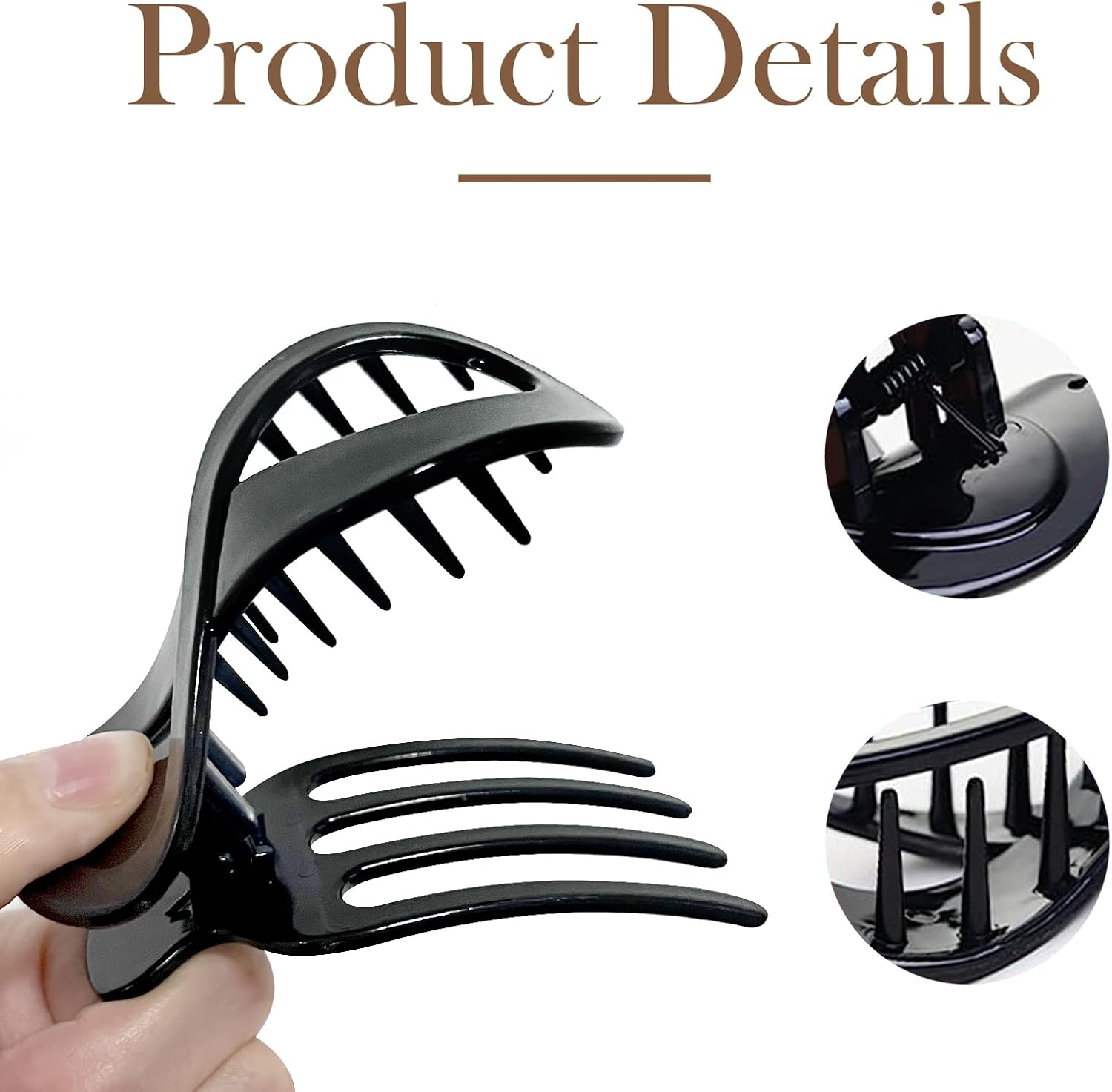 Pack of 3 Hair Clips, Women'S Tortoiseshell Non-Slip Hair Clips, Thin Elegant Hair Accessory Hair Accessory Women Girls Big Hair Clip (Black/Brown/Coffee Colour) image number 1