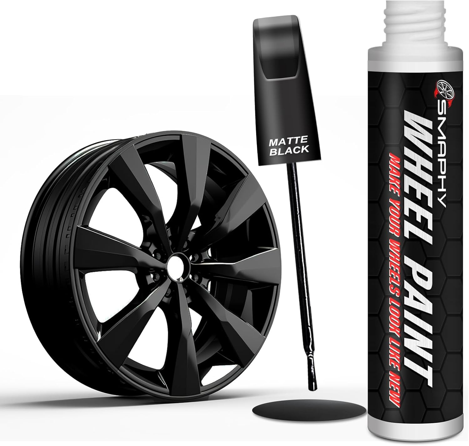 SMAPHY Gloss Black Rim Touch up Paint, Wheel Paint Pen for Metal, Universal Color Black Rim Paint for Wheel Scratches, Curb Rashes, Quick Drying and Long Lasting Adhesion(Gloss Black)