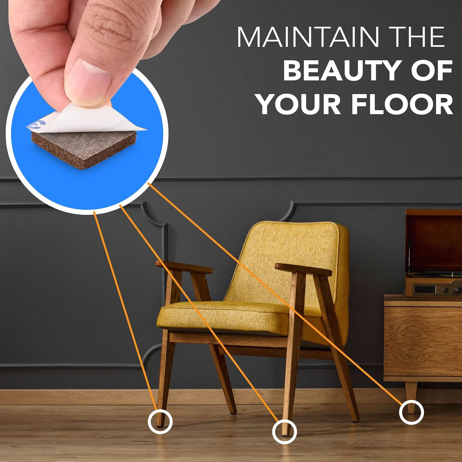 Serenelife Scotch Felt Pads 133 PCS Beige, Felt Furniture Pads for Protecting Hardwood Floors, Round, Assorted Sizes Value Pack, Self-Stick Design, Protecting from Nicks,Dents and Scratches (SP845-NA) image number 3