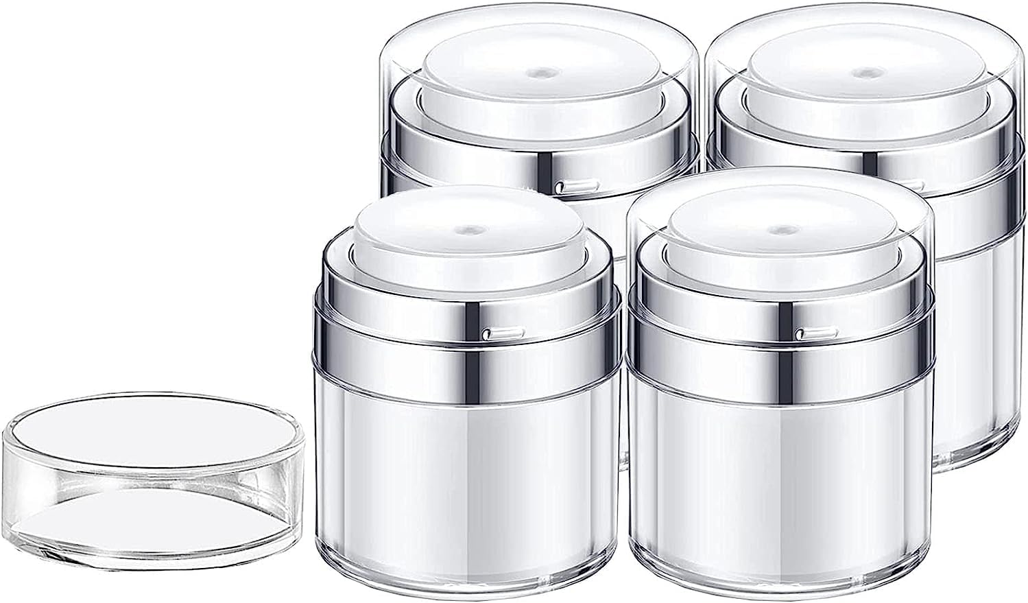 4PCS Airless Pump Jar, Betterjonny 15Ml/30Ml Refillable Moisturizer Dispenser Portable Lotion Cream Jars Vacuum Bottle Travel Cosmetic Jar Air Pump Container for Women Men image number 3