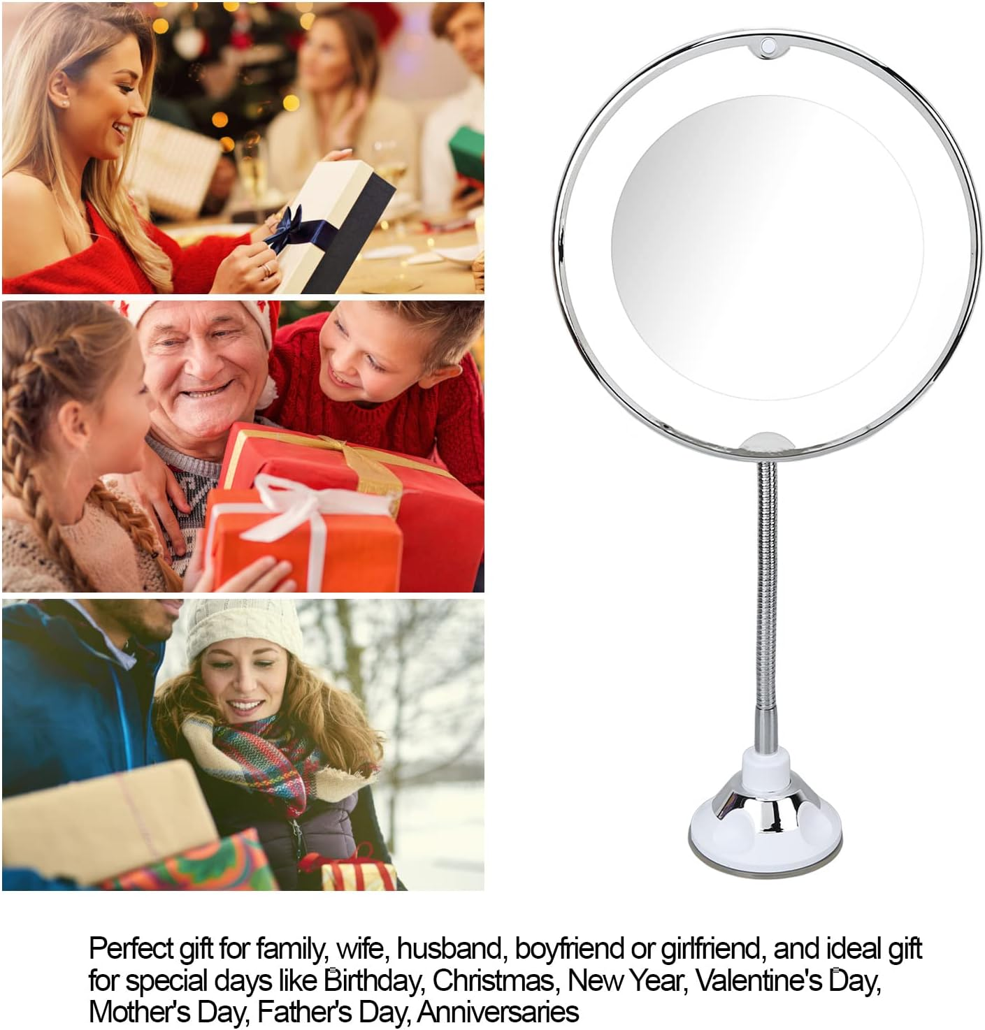 10X Suction Cup Makeup Mirror, 8 Inch Makeup Mirror with White Light for Makeup image number 4