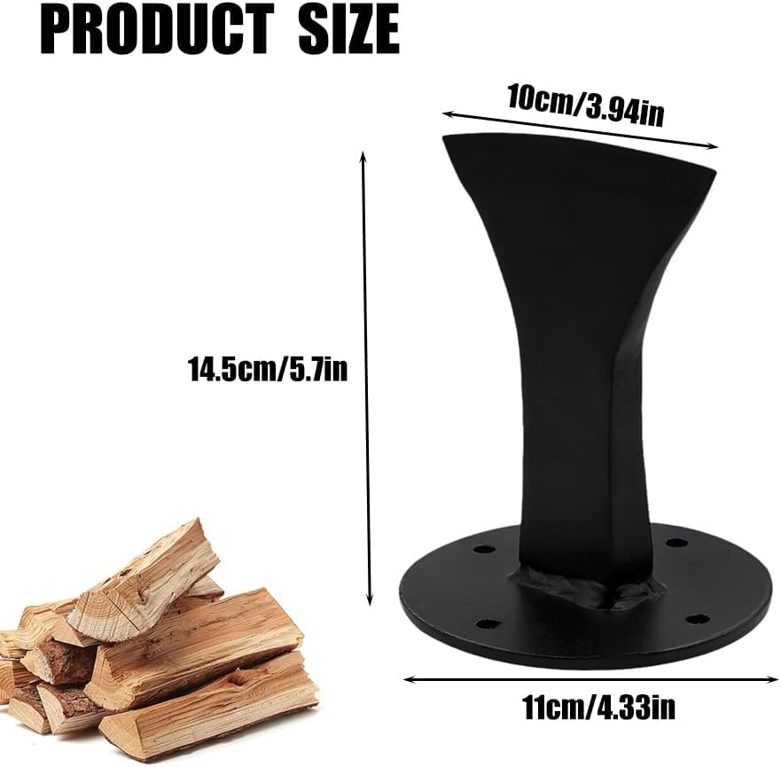 Manual Log Splitter Wedge - Firewood Kindling Splitter for Wood Stove & Campsite - Durable Steel with 4 Holes for Easy Installation (Black) image number 5