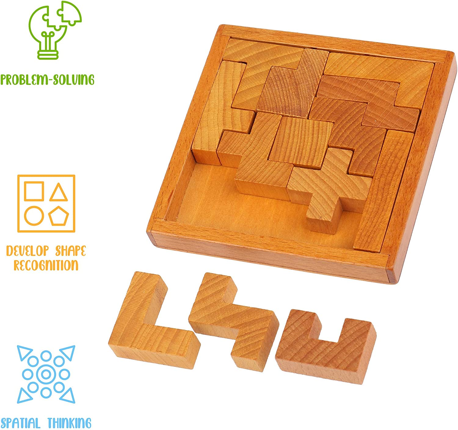 Sharp Brain Zone Wooden Brain Teaser Puzzles for Kids Children & Adults | Challenging Puzzles | Pentominoes Brain Teasers Games | Suitable for Ages 6 and Above image number 5