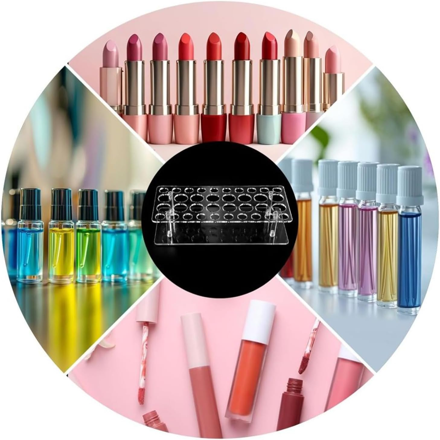 Roller Perfume Organizer - 26X11.5X5Cm Travel Size Perfume Organizer, 36 Spaces Acrylic Stand | Beauty Scent Holder Home for Bathroom Beauty Organization in Daily Personal Vanity image number 6