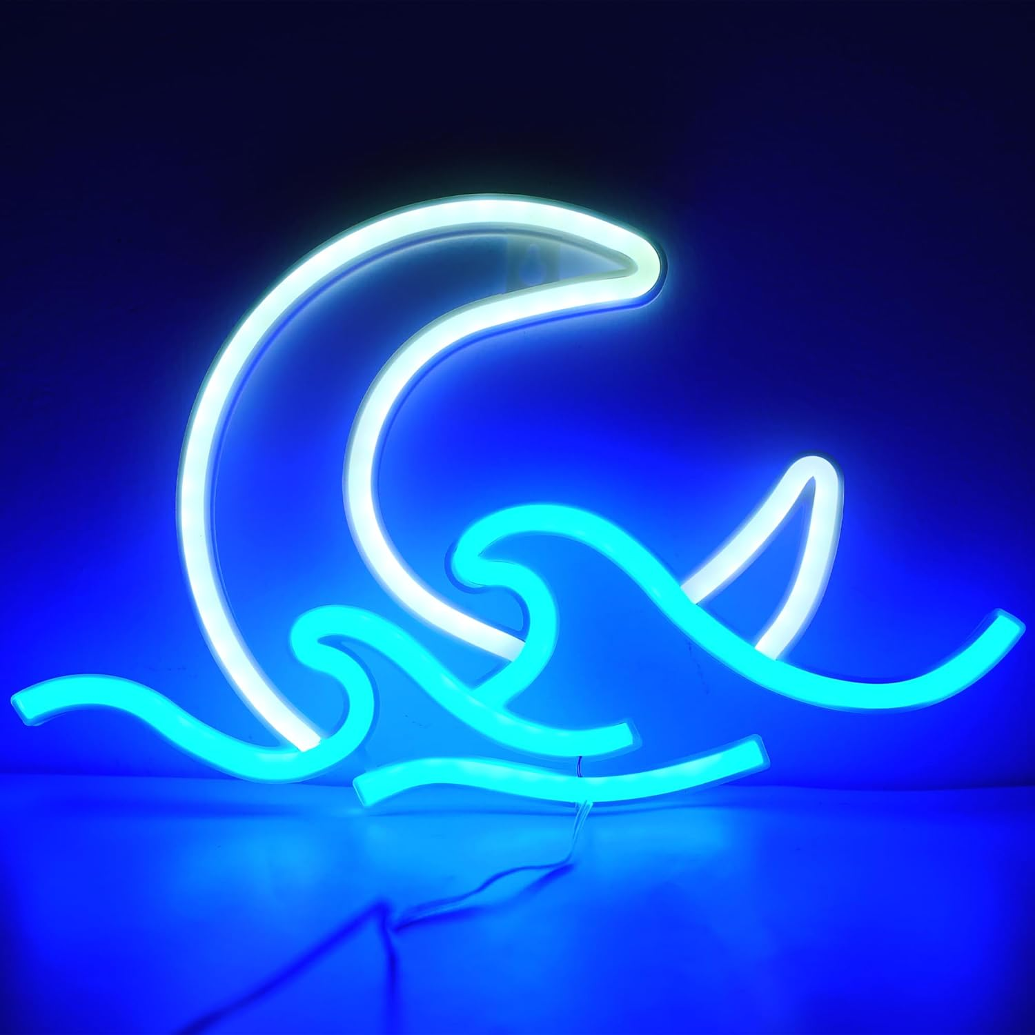 WIOSOUL Sunrise Sunset Neon Sign Moon over Sea Neon Light 11.6X7.1 Inch Twilight Wave LED Wall Signs for Room Decor Acrylic Neon Light Sign for Bedroom,Party, Living Room,Home Decor (Moon Waves)