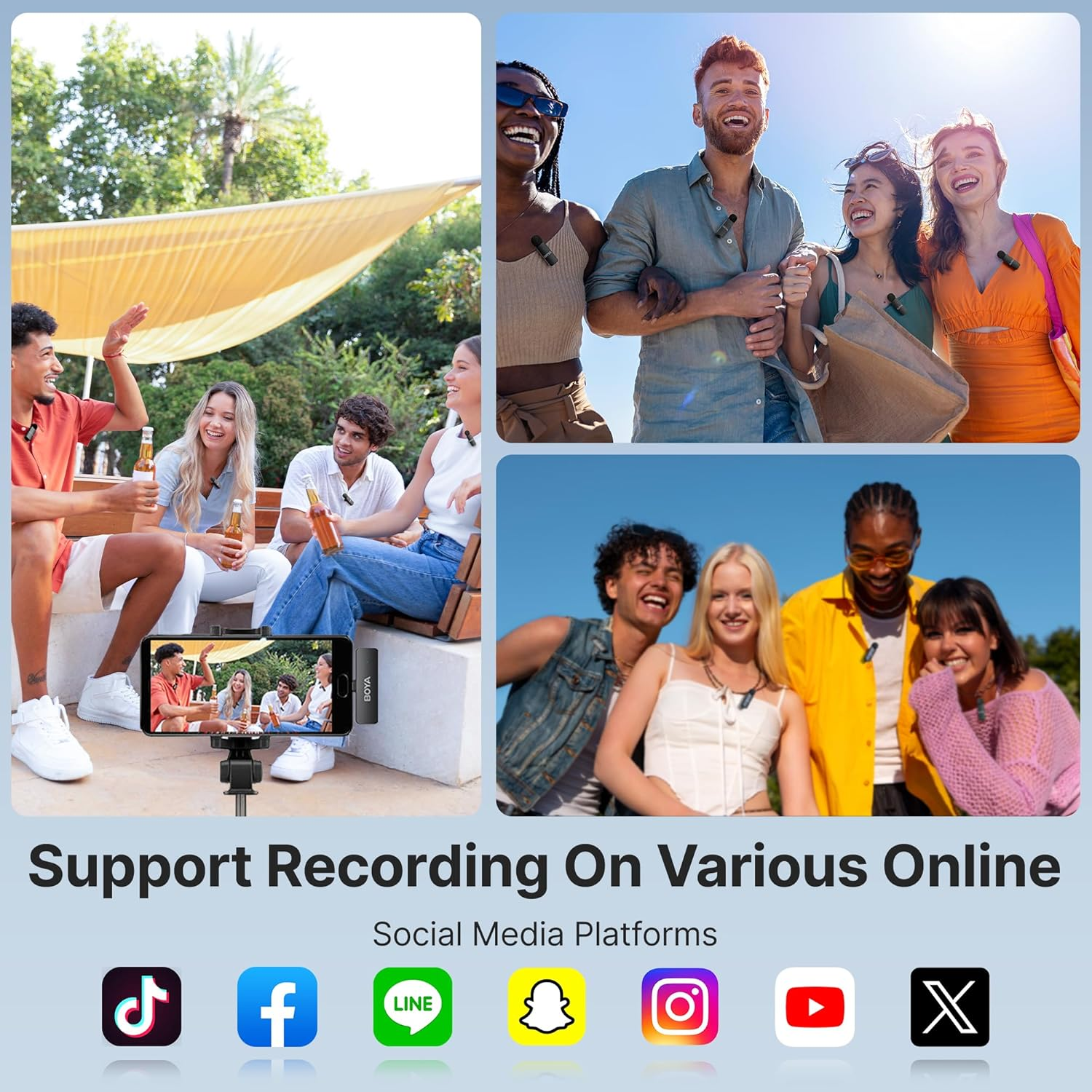 BOYA BY-V4U Wireless Lavalier Microphone for Iphone15/16 Series Type C Smartphone,4-Channel Clip-On Wireless Lapel Mic for Video Recording Podcast Interview Streaming Vlog Youtube - By-V4D(Lightning) image number 5