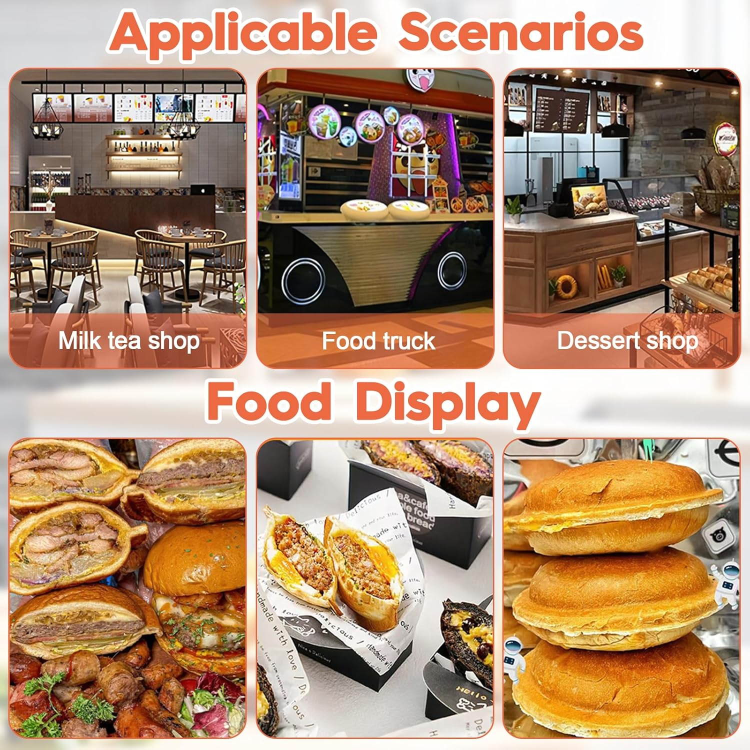 JUMEIYP Double-Head Burger Waffle Maker, Non-Stick Electric Panini Press Machine, Electric Heating Single Head Ice Cream Burger Machine, for Household or Commercial (A Style(Rotating)) image number 3