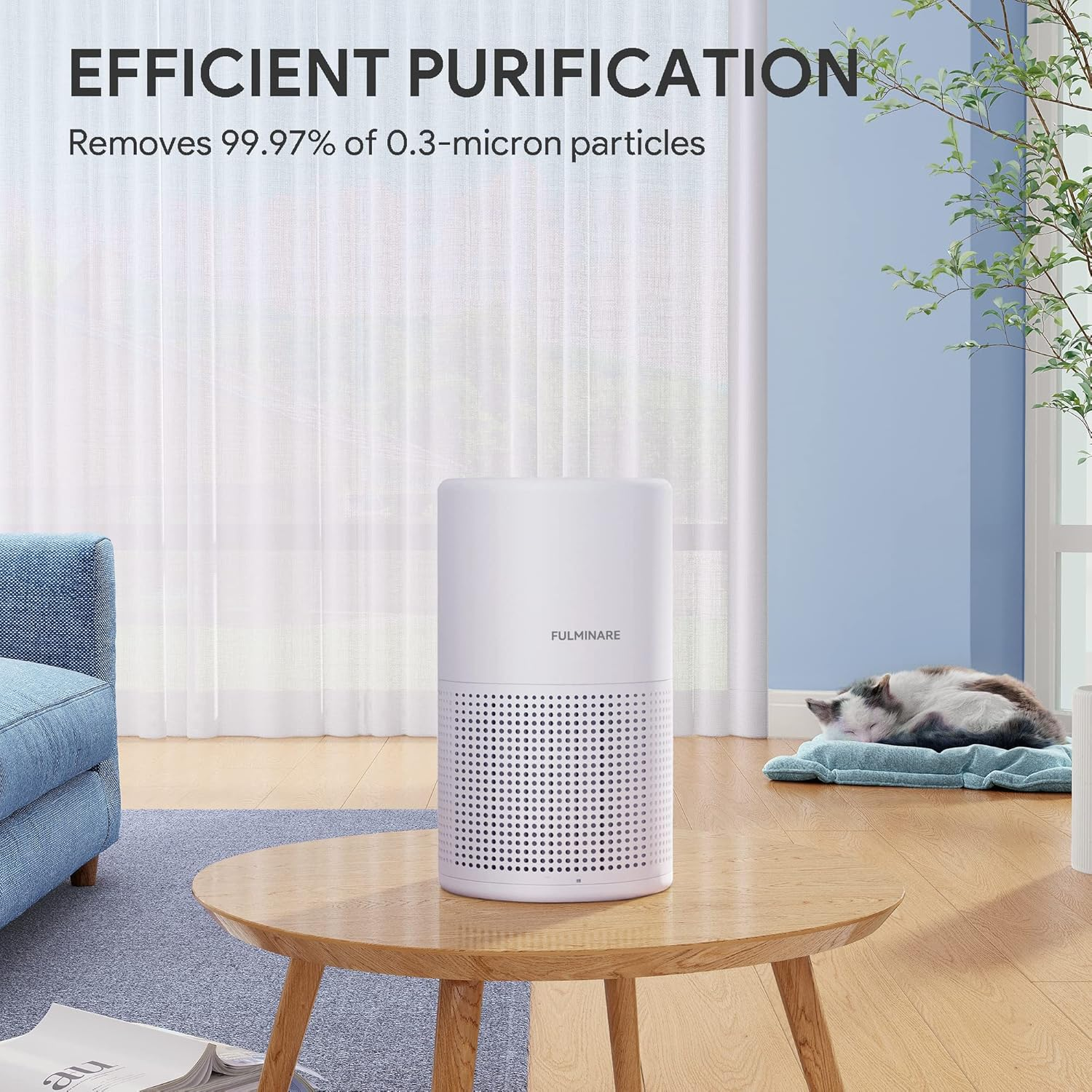 FULMINARE PU-P05 Air Purifiers for Bedroom, H13 True HEPA Air Filter, Quiet Air Cleaner with Night Light, Portable Small Air Purifier for Living Room, Home, Pet, Office - Australia Plugs