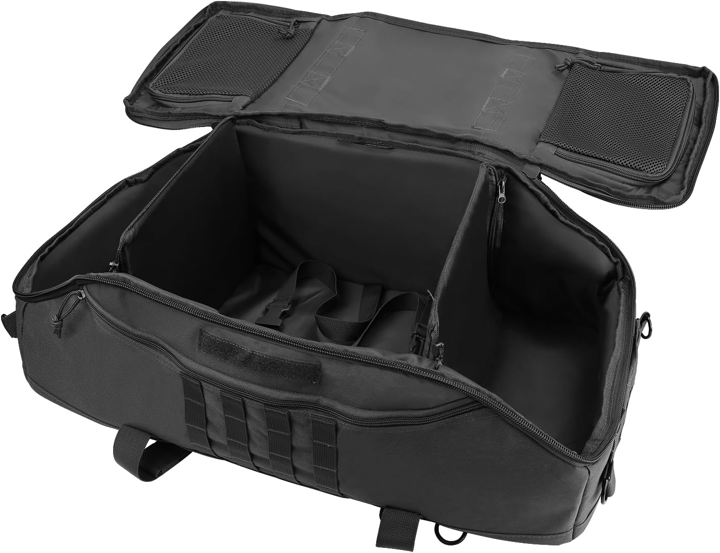 Hannibal Tactical Large Duffle Bag, 3-In-1 Tactical Backpack MOLLE Pack for Sports, Gym, Outdoor, Black, Black, 65L, Outdoor Activity image number 2