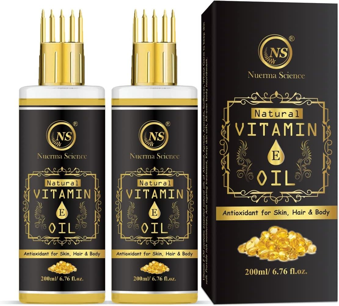 Nuerma Science Vitamin E Oil with Comb Applicator for More Deep Nourishment & Strong Healthy Hair (200 ML Each, Pack of 2) 400 ML