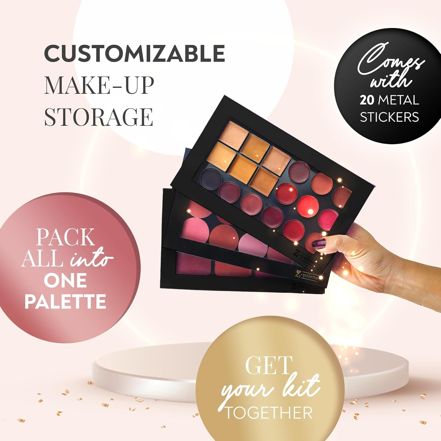 (Z Pallet - Large Black) - Z Palette Empty Magnetic Customizable Makeup Palette Large, Black, 1 Ea image number 4