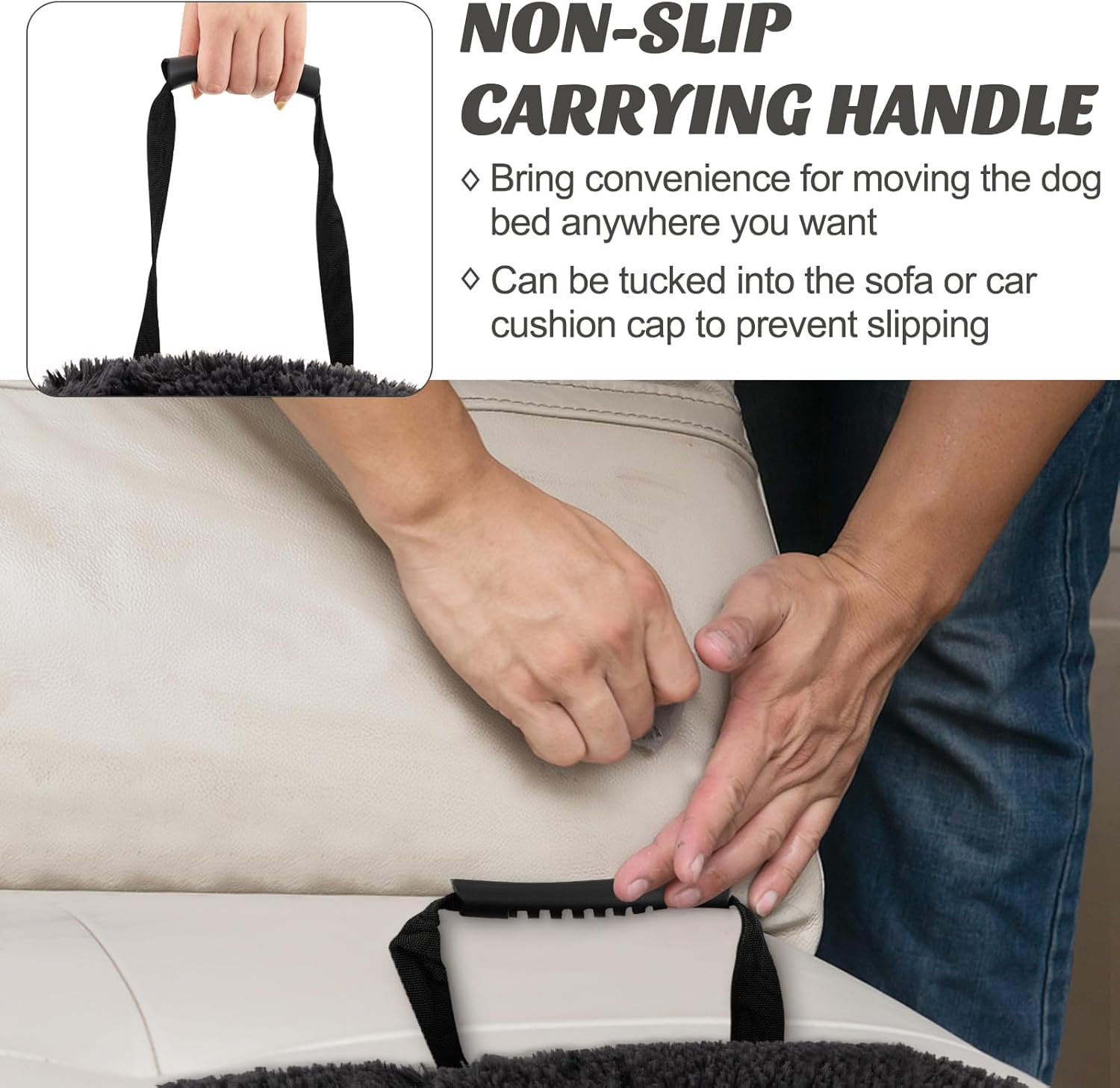 Costway Plush Calming Dog Couch Bed, Dog Sofa Bed for Furniture Protector W/Anti-Slip Bottom, Detachable Washable Cover, Soft Neck Bolster, Plush Mat for Small/Medium/Large Dogs & Cats (Black-M)