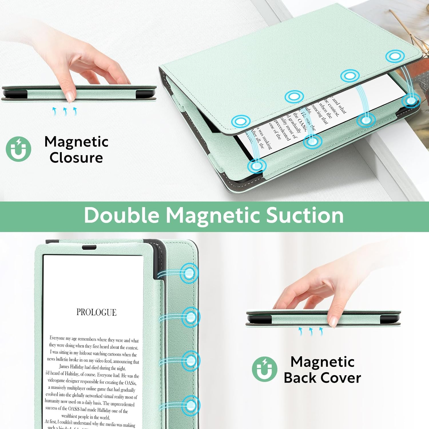 Slim Case for 7"/6.8" Kindle Paperwhite with Hand Strap(12Th/11Th Gen 2024/2021) and Kindle Colorsoft Signature Edition,Stand Cover and Card Slot,Premium PU Sleeve with Auto Wake/Sleep,Agave Green image number 5