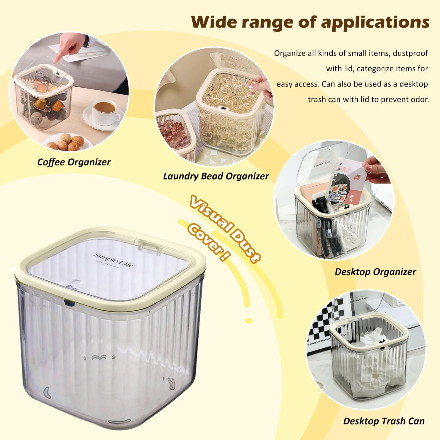 WALWAL Coffee Pod Holder with Pop-Up Lid, Transparent Plastic Storage Box for Desktop, Countertop, Coffee Bar, and Kitchen image number 1