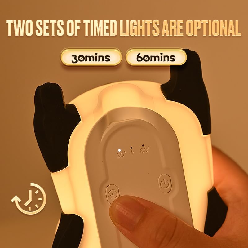 Panda Kids Night Light, Bedside Cordless Rechargeable Lamp, Squishy Portable LED Touch Light,Dimmable USB Lamp,7-Color Breathing Mood Light,Cute Gift for Baby Girl and Boy image number 4